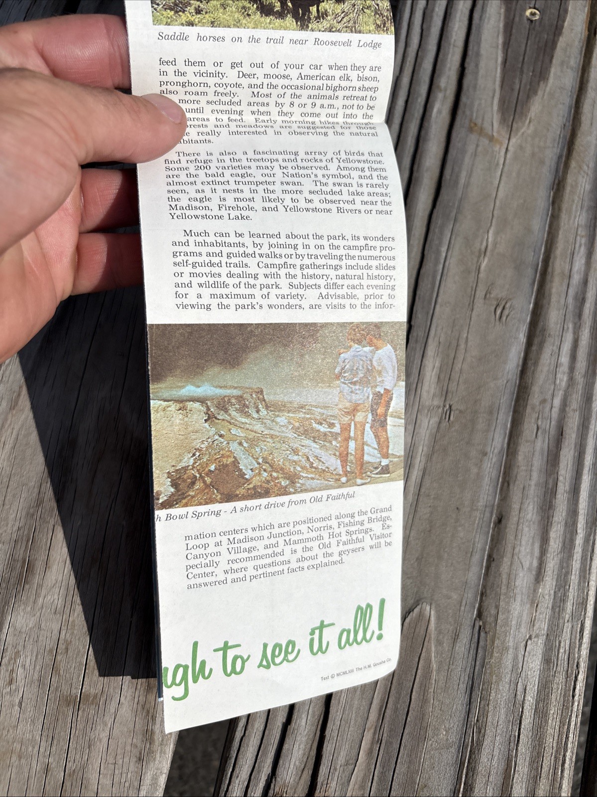 1966 Edition Tourist Map of Yellowstone National Park Conoco Road Map