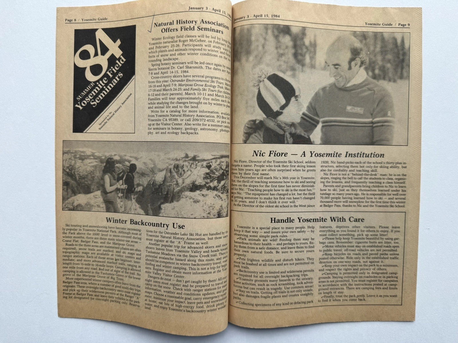 1984 Yosemite Guide Yosemite National Park Visitor Newspaper CA Map