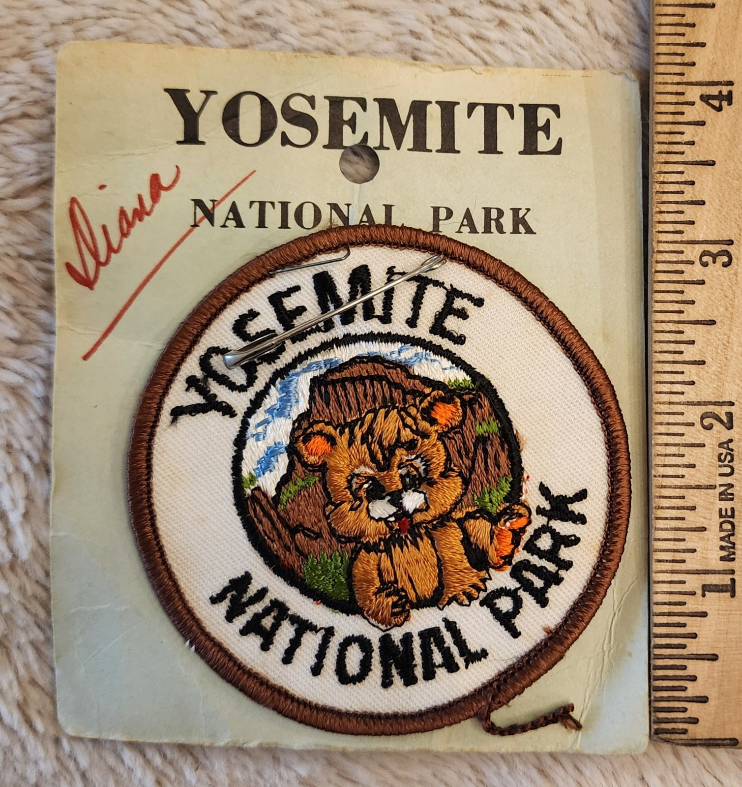Yosemite National Park CA Bear Cub Half Dome Round Embroidered Patch Badge Vtg