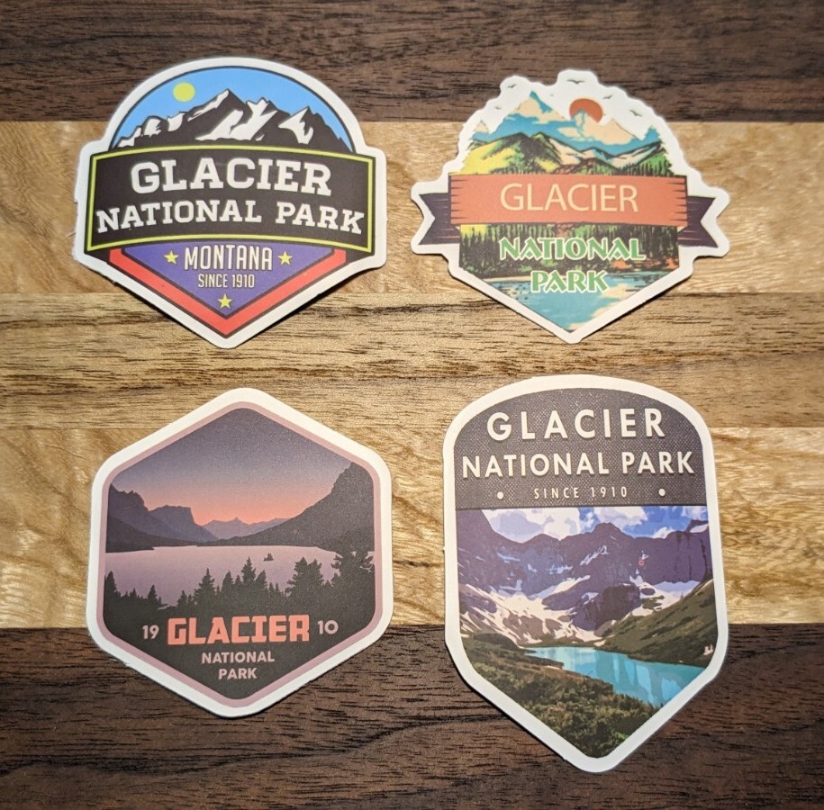 A set of Four (4) Glacier National Park Sticker Decal 3″