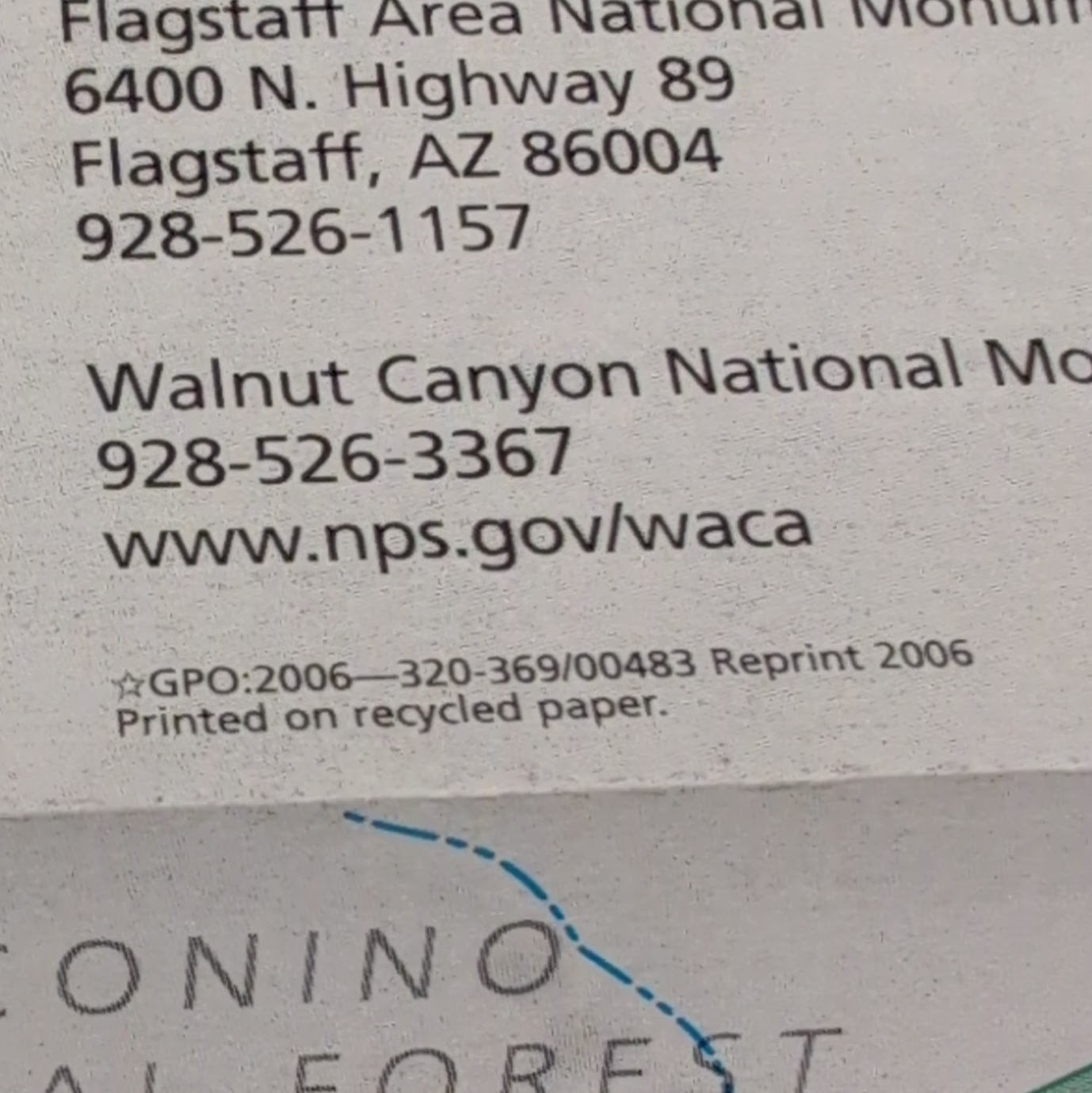 Walnut Canyon National Park Service NPS Unigrid Brochure GPO 2006 Reprint 2006