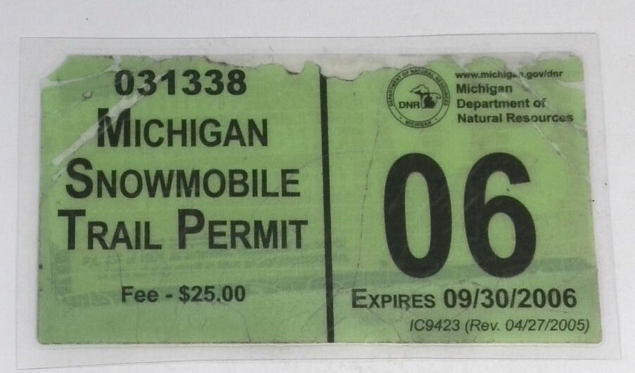 2006 Resident Michigan Snowmobile Trail Permit License Decal Sticker