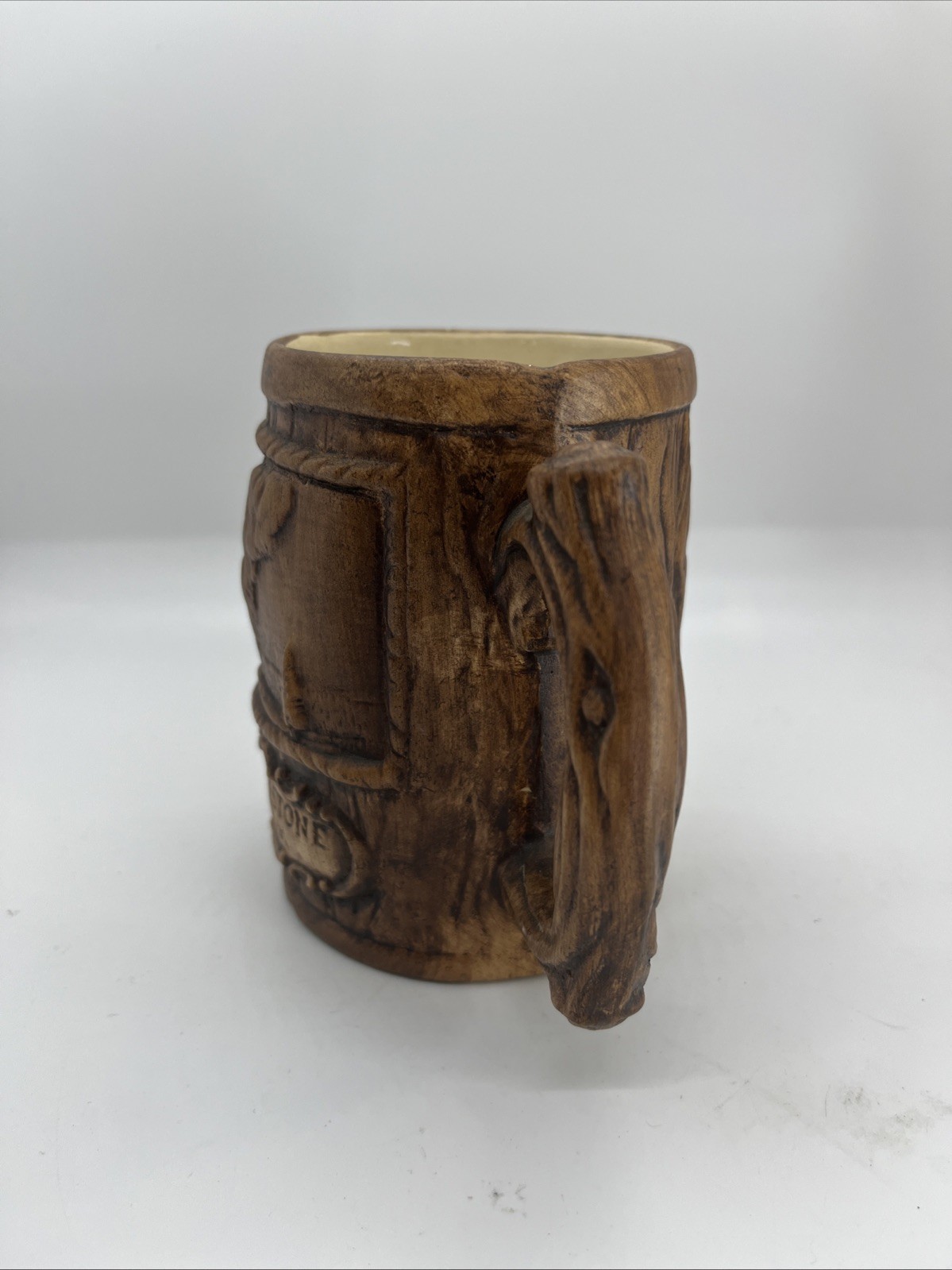 Vintage 1970’s Yellowstone National Park Geyser On Faux Wood Ceramic Mug
