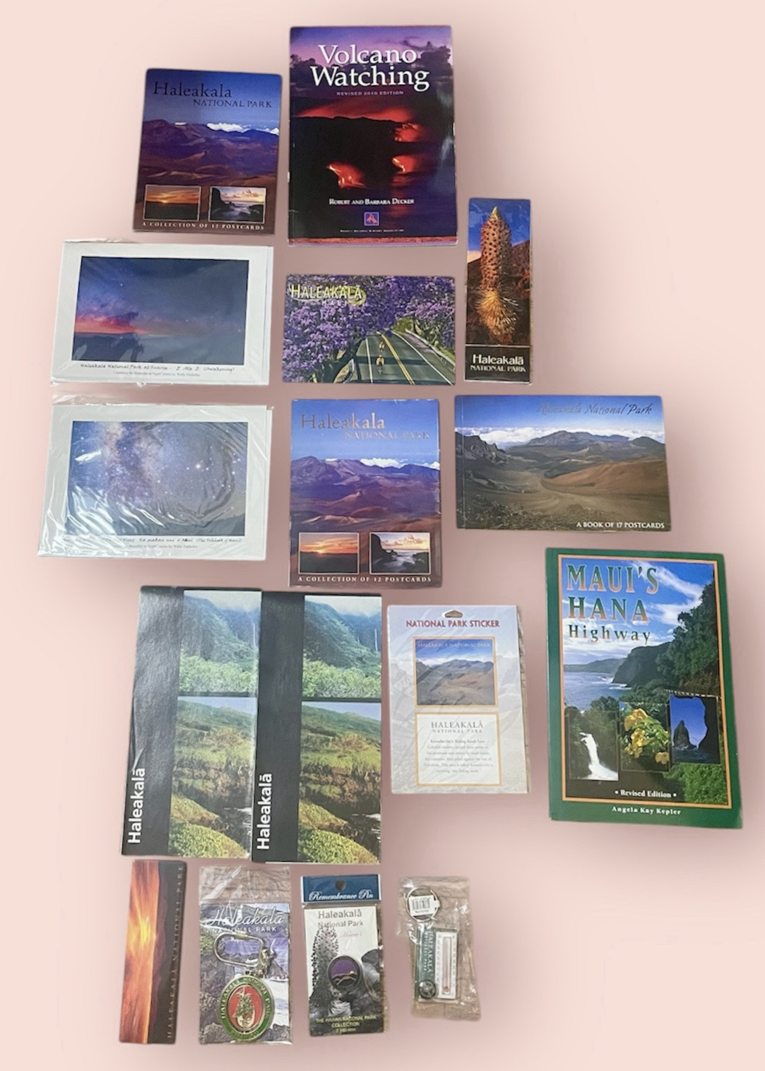 HALEAKALA NATIONAL PARK MAUI HAWAII PIN KEYCHAIN POSTCARDS SOUVENIR LOT RARE