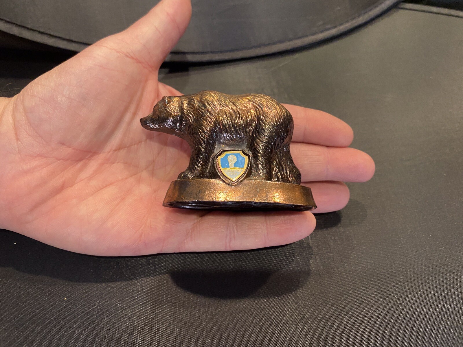 Vintage Yellowstone National Park Grizzly Bear Souvenir Copper Old Faithful Old