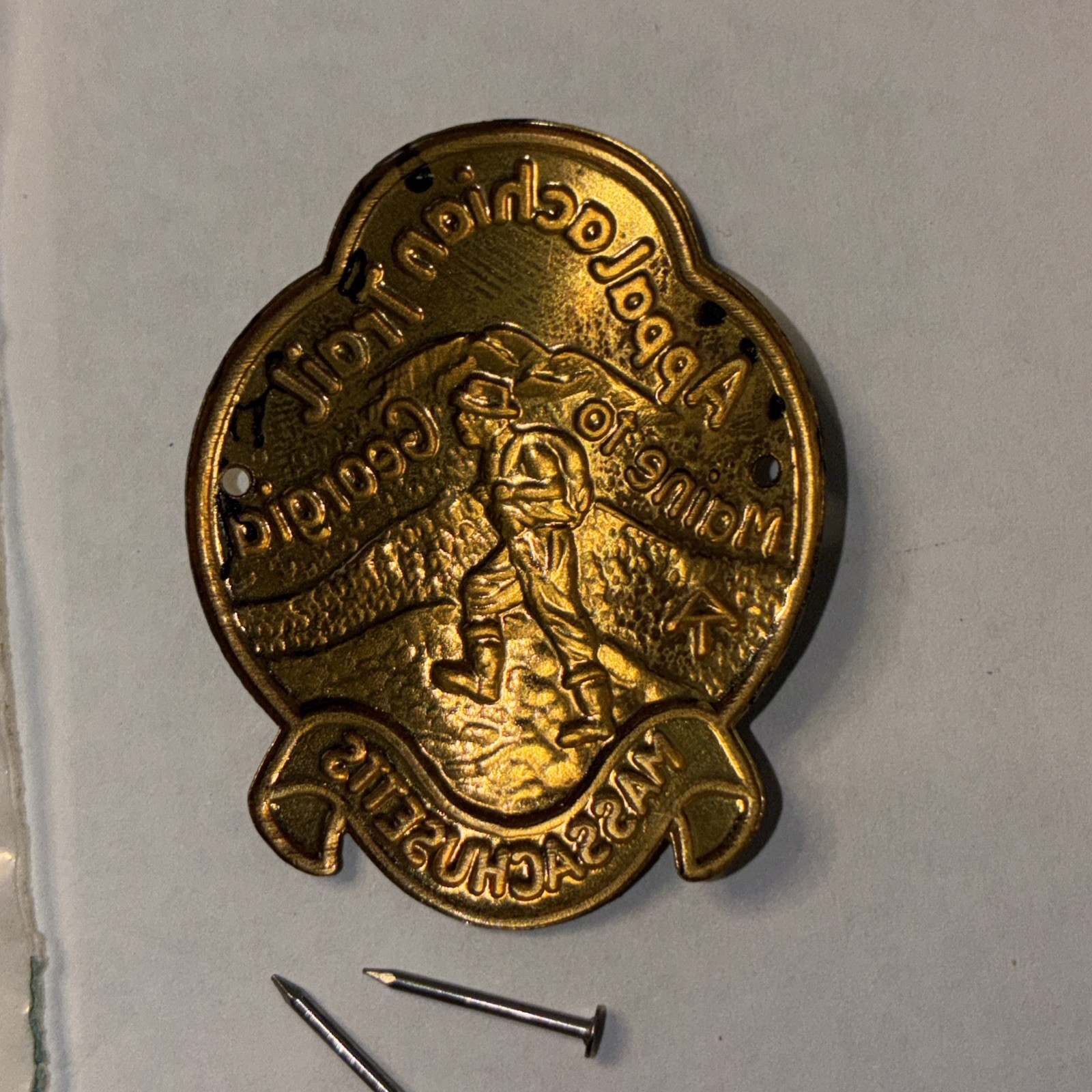 Appalachian Trail Massachusetts Walking Stick Emblem Badge Hike America