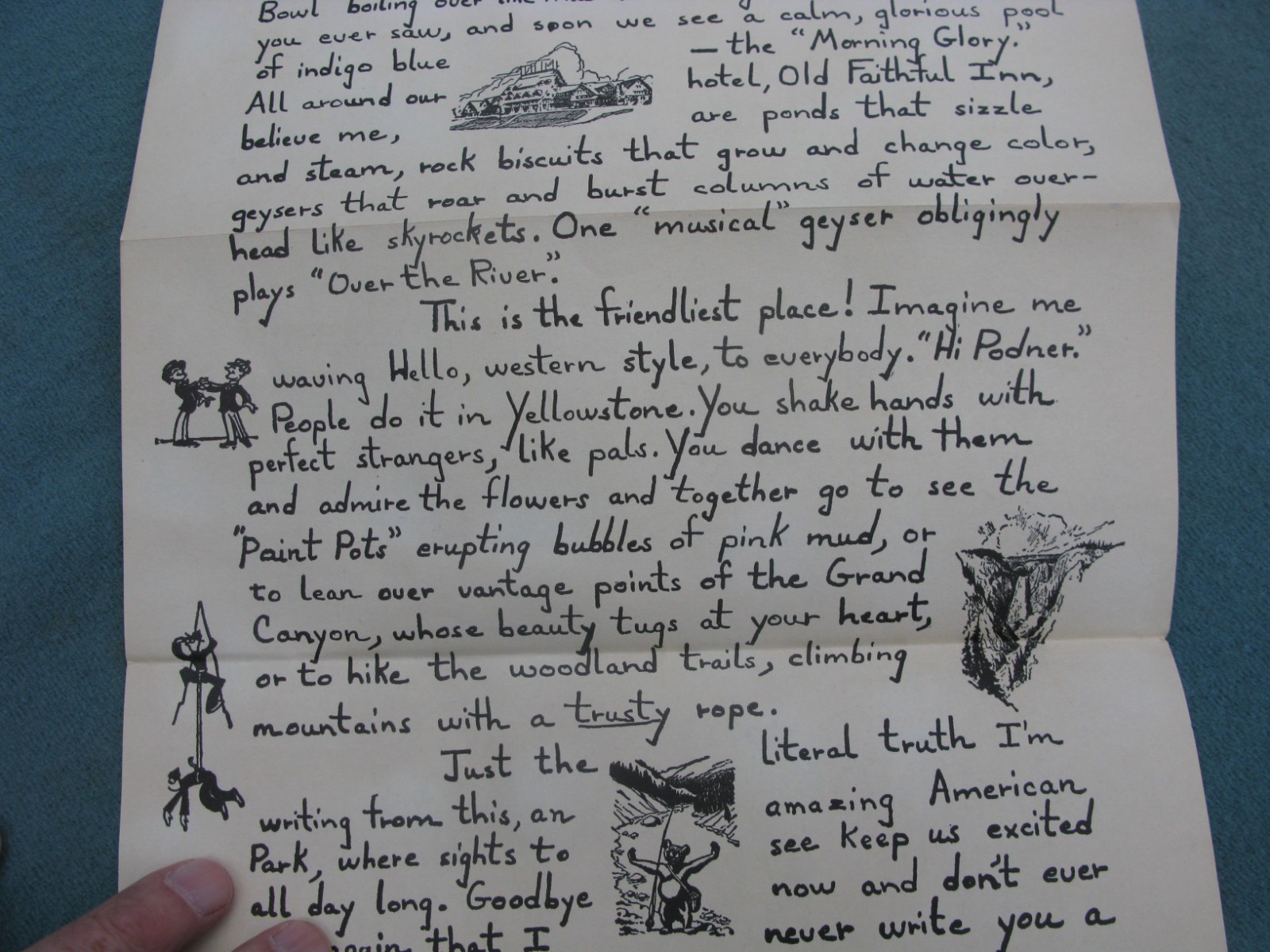 Rare, Original , Unusual and OLD Preprinted Letter from YELLOWSTONE PARK 9 x 33″