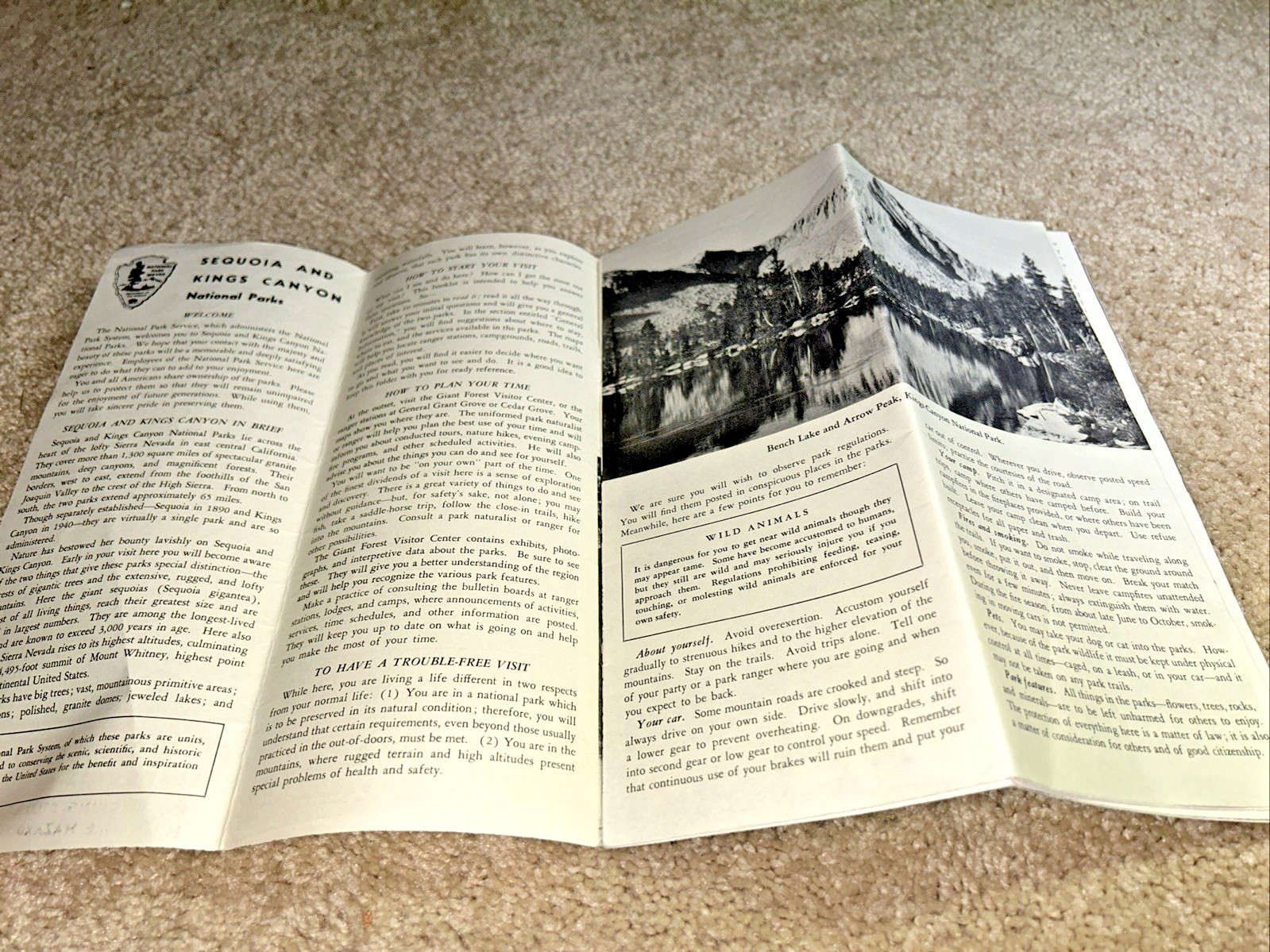 2 Vintage SEQUOIA NATIONAL PARK Brochures US Dept of Interior 1954 & 1957