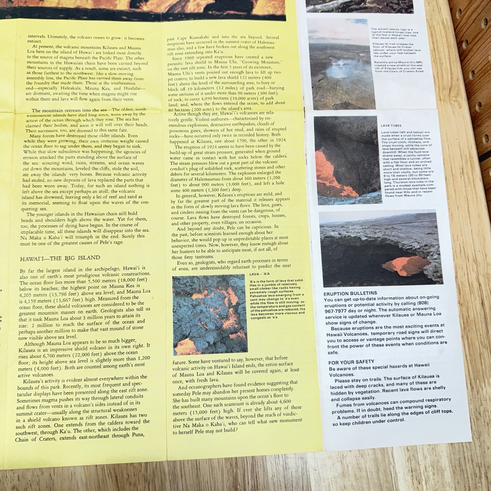 Hawaii Volcanoes National Park Vintage 1989 Brochure History & Visitor Map