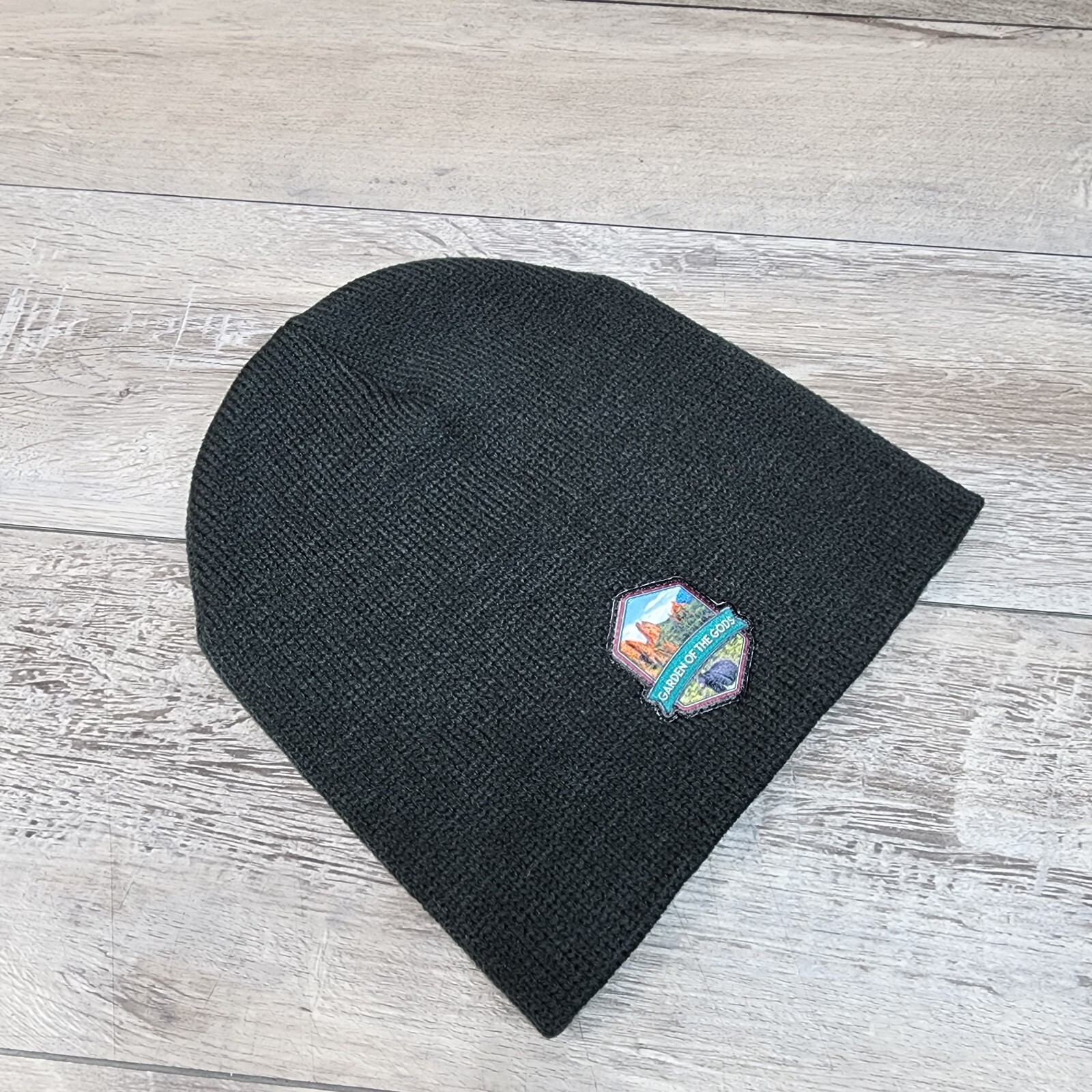 Garden Of The Gods Beanie Hat Cap Adult Patch OSFM Black Colorado USA