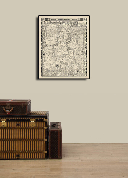 Yellowstone National Park – 1931 Vintage Style Illustrated Map – 20×24