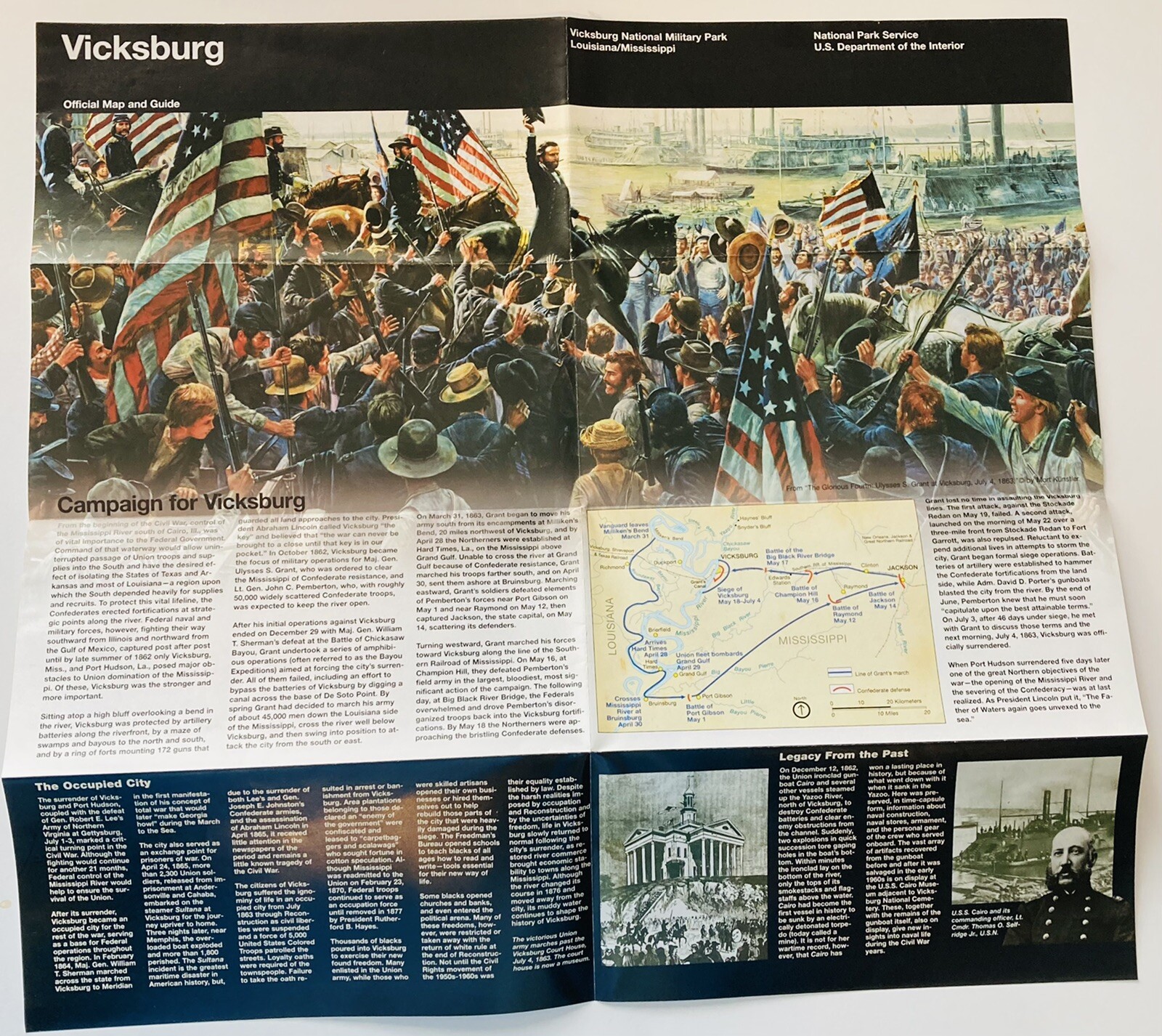 Vicksburg Official Map And Guide Vicksburg National Military Park Fold Brochure