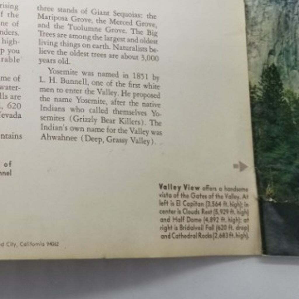 Yosemite Souvenir Book Vintage 50s All in Natural Color Pictures Map