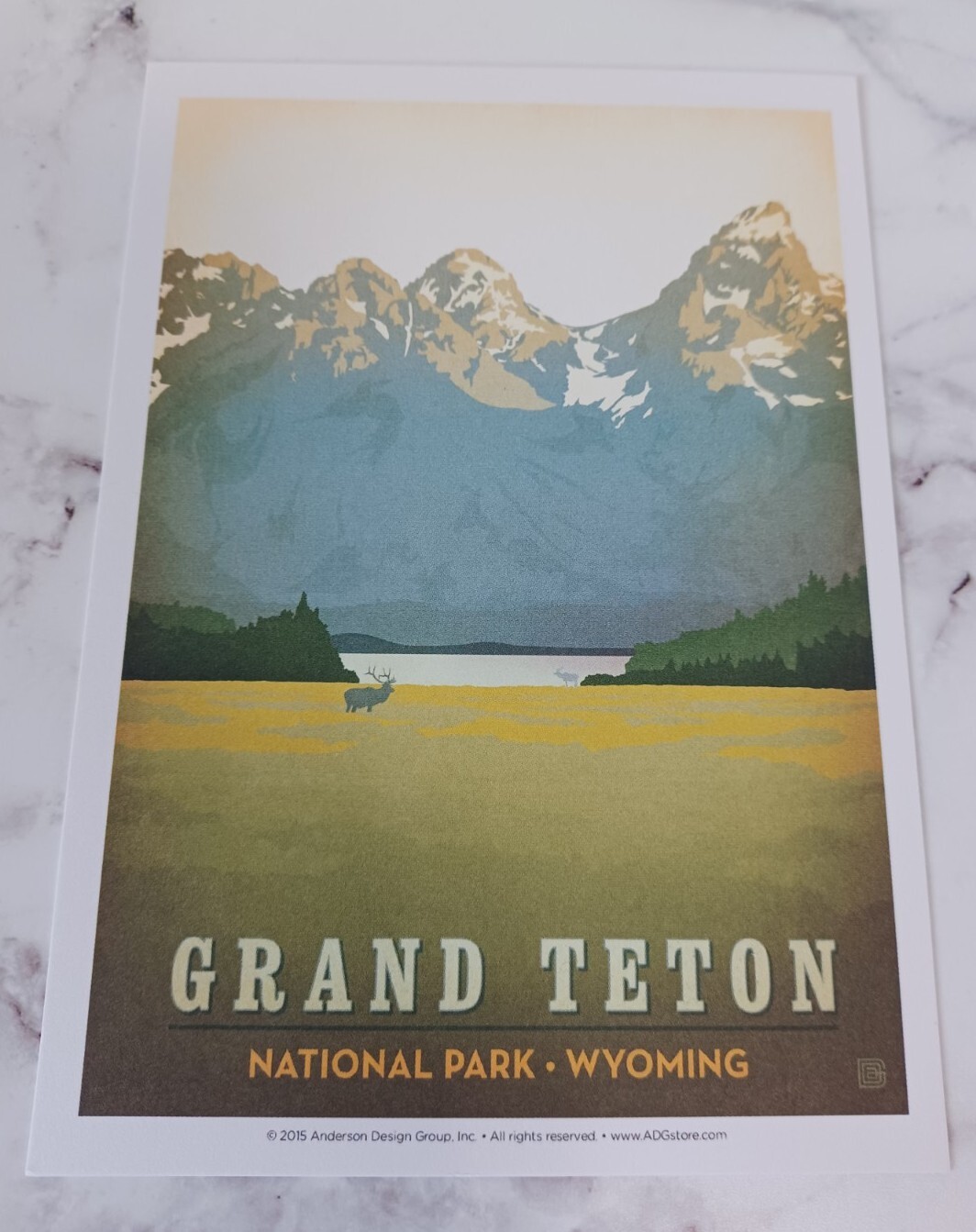 Grad Teton National Parks 100th Anniversary Illustrated Print Post Card
