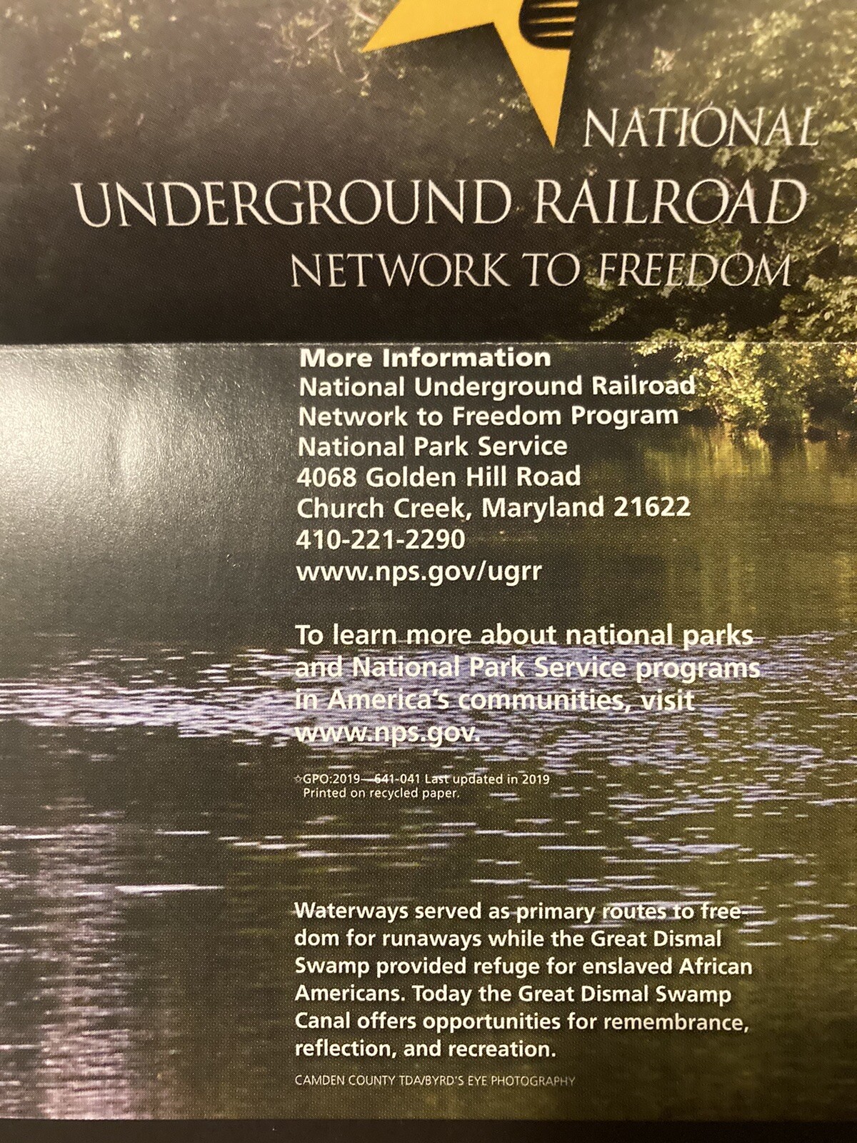 National Underground Railroad Network To Freedom NPS Unigrid Brochure
