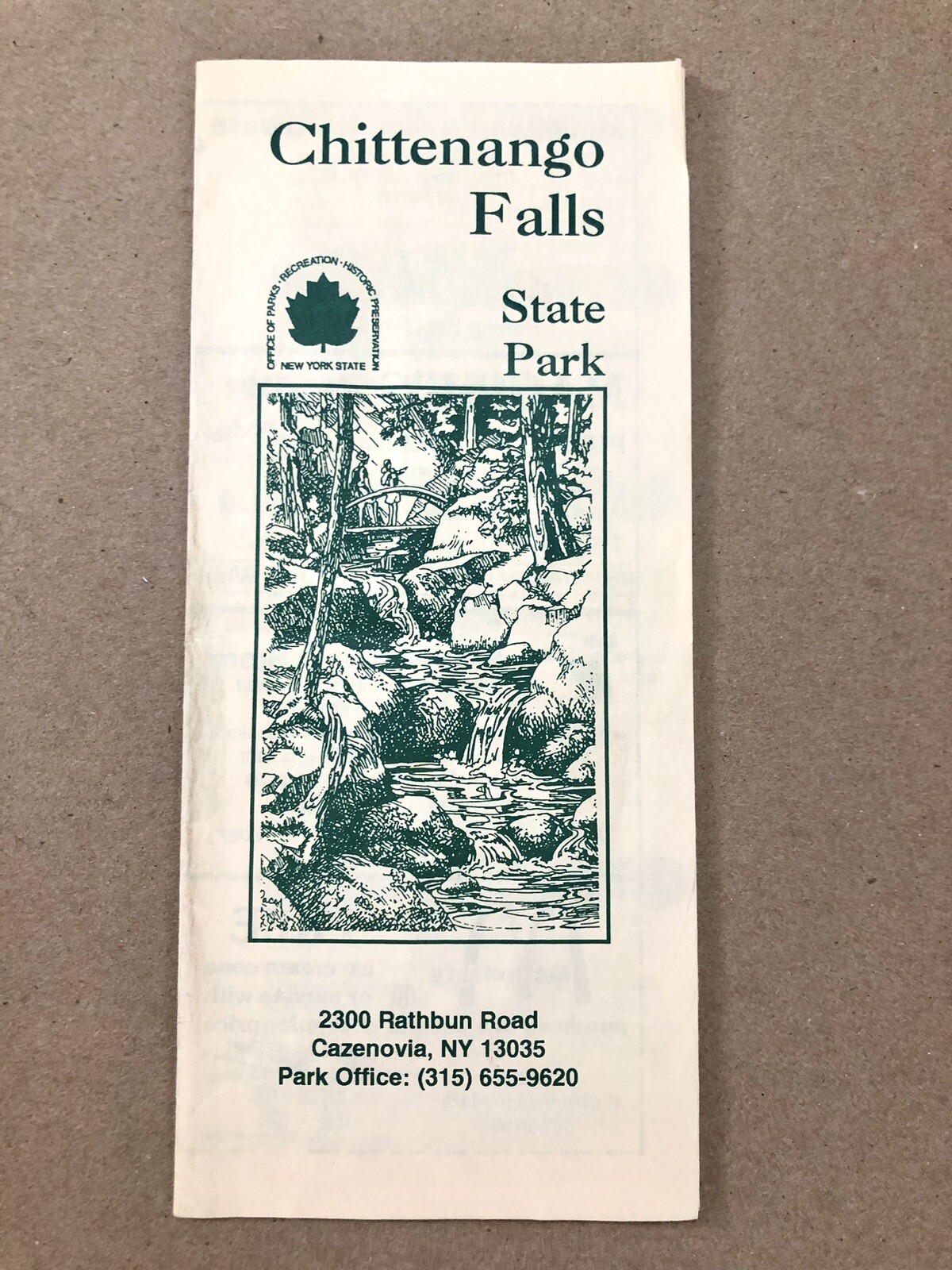 Chittenango Falls State Park, Vintage Map & Brochure (Cazenovia, New York) Good+