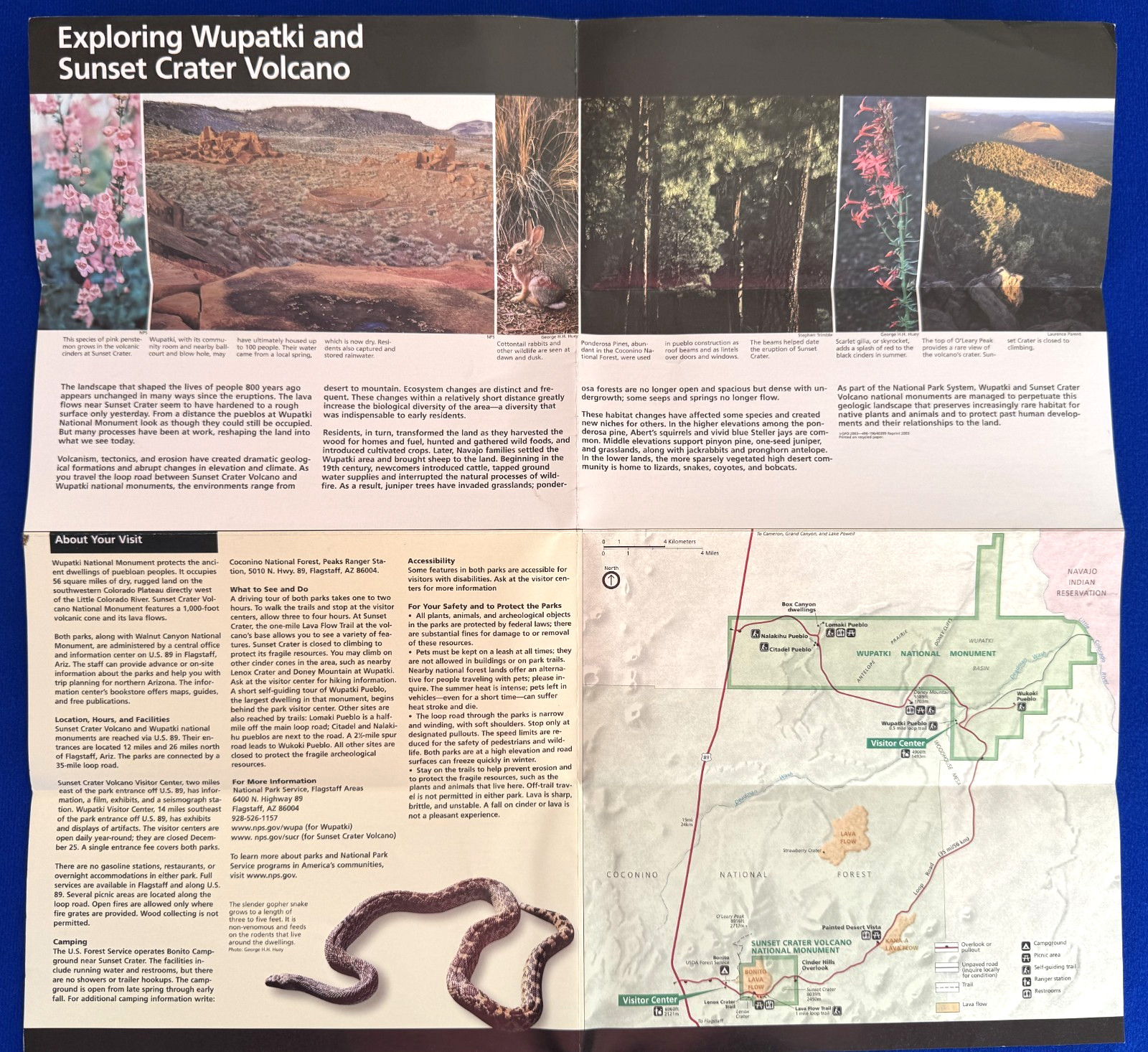 Vintage 2003 Wupatki Sunset Crate Volcano National Park Service Map and Guide 1