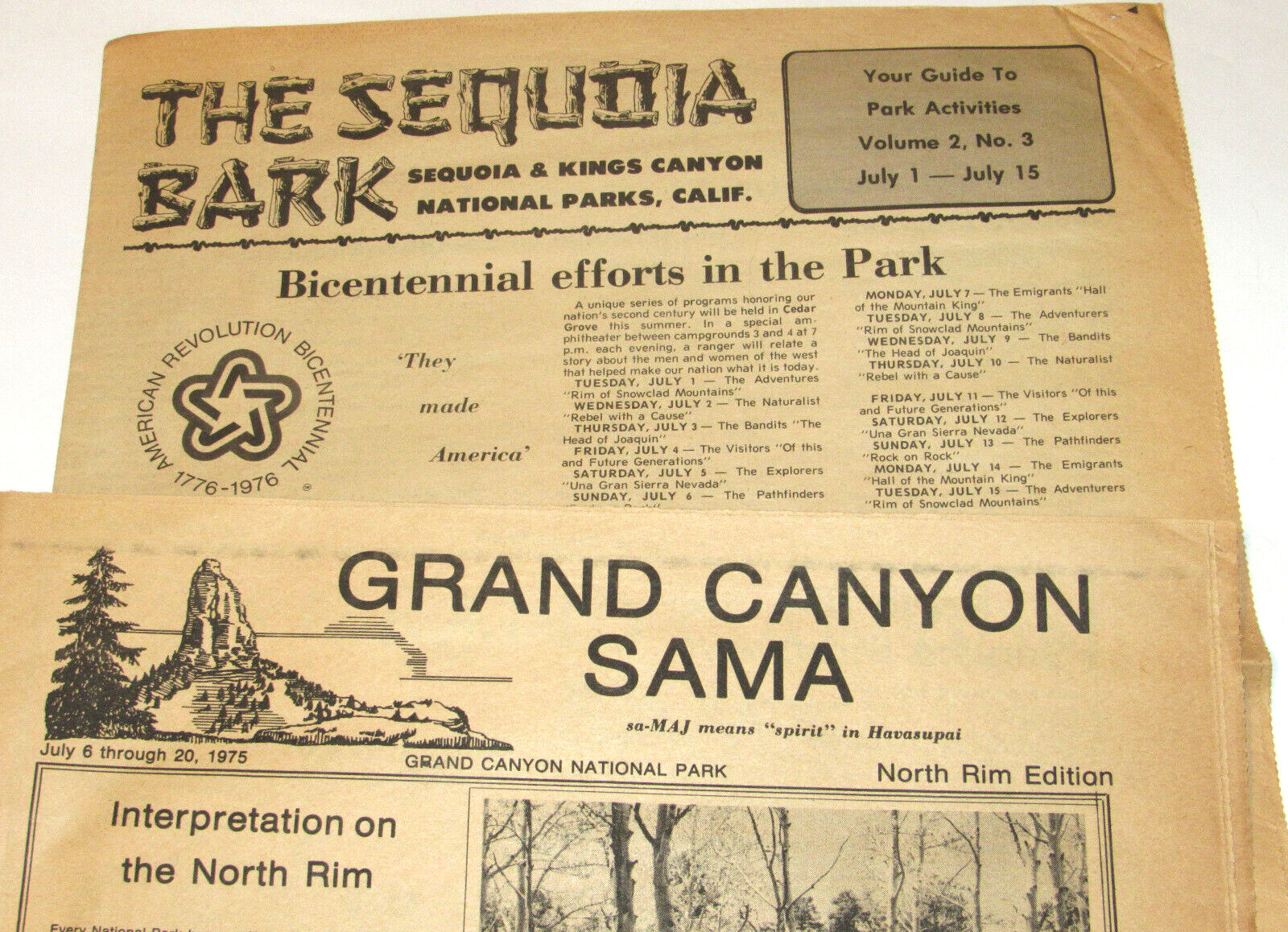 3 1975 NATIONAL PARK ENTRANCE PERMITS! GRAND CANYON/SEQUOIA/PETRIFIED FOREST+MAP