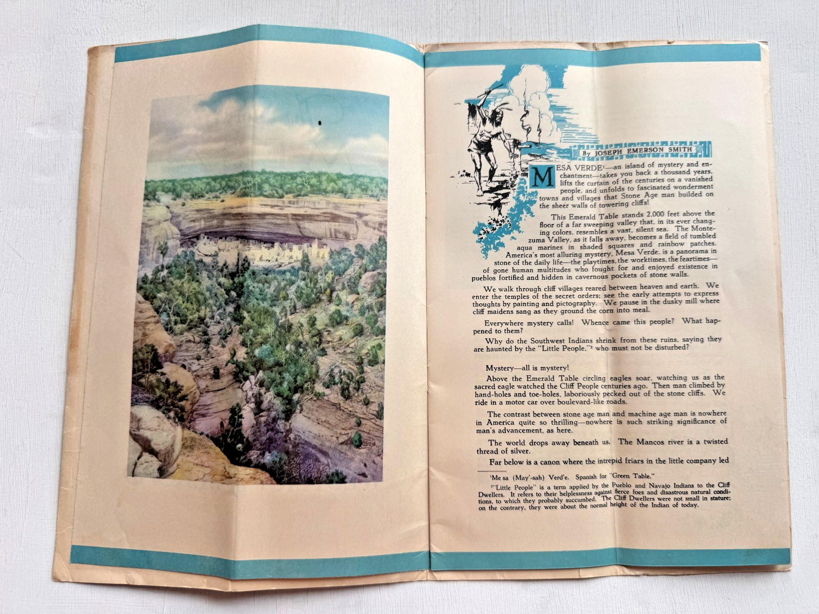 1930’s The Story of Mesa Verde National Park Brochure- Beautiful Cover Image!