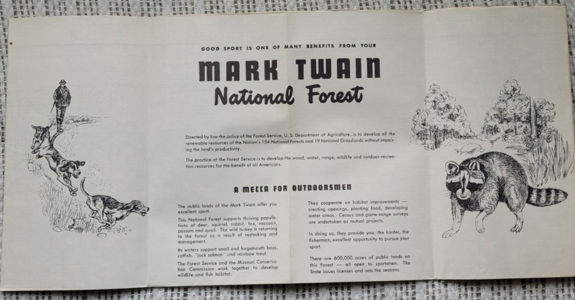 1968 MAP Mark Twain National Forest Service U.S. Dept Of Agriculture Missouri