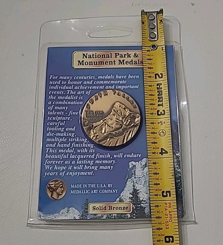 Death Valley National Park And Monument Medals Solid Bronze Coin Token Vtg. 2004