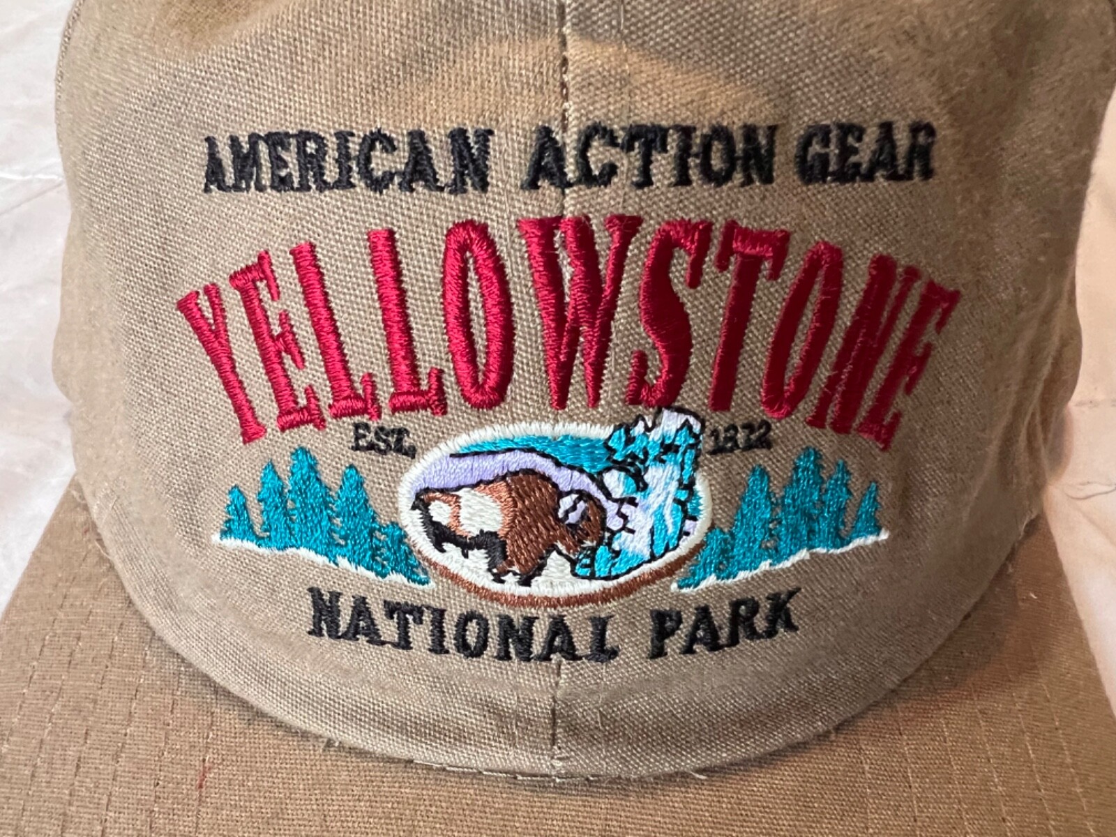 Yellowstone National Park Buffalo American Action Wear Baseball Hat Fred Harvey