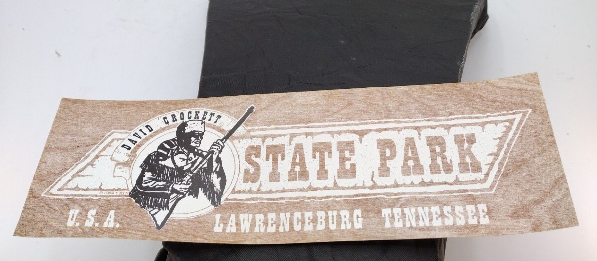 Vtg 1982 Bumper Sticker David Crockett State Park USA, Lawrenceburg, Tennessee!