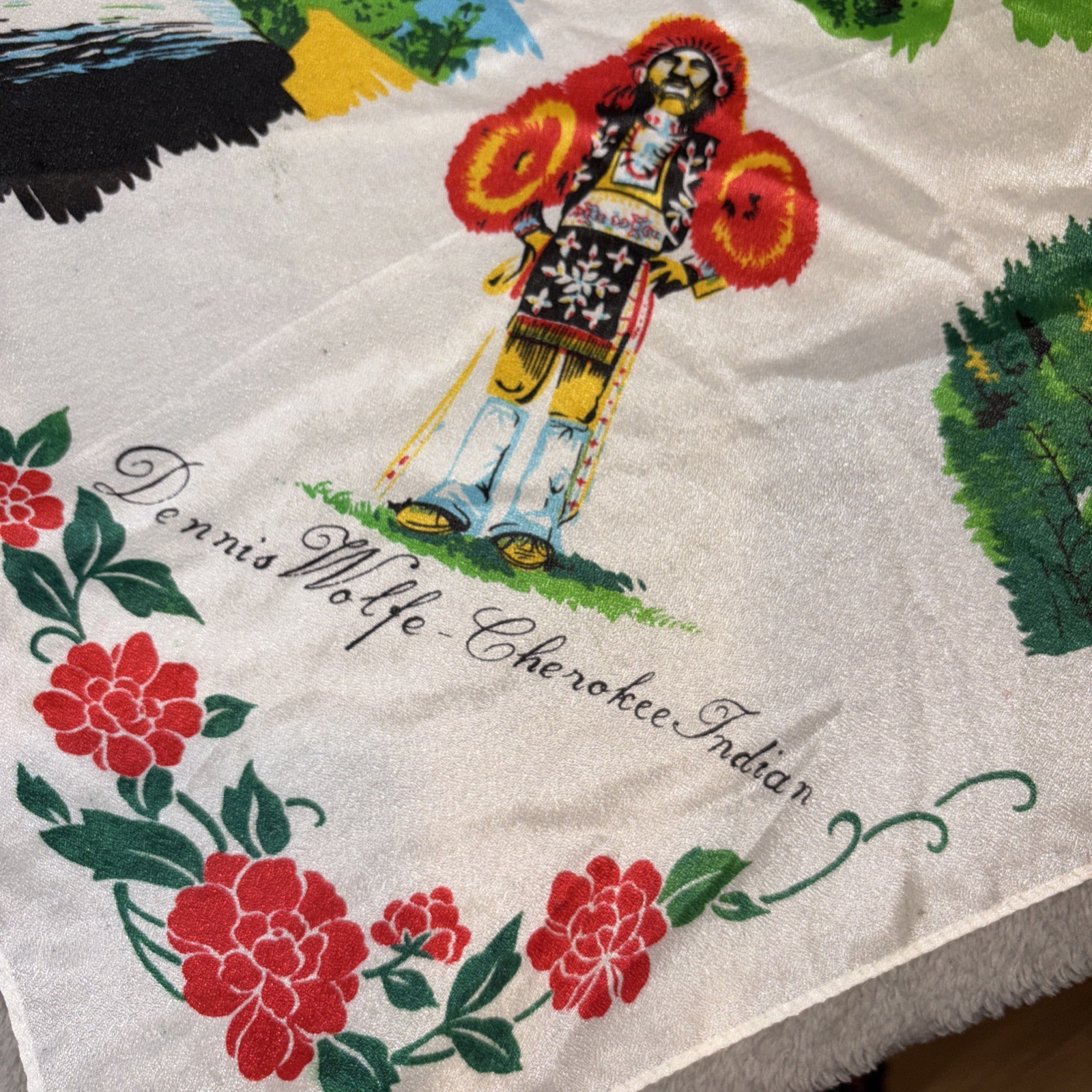 Vintage Great Smokie Mountains Scarf Clingman’s Dome The Loop Bear ++ Free Ship