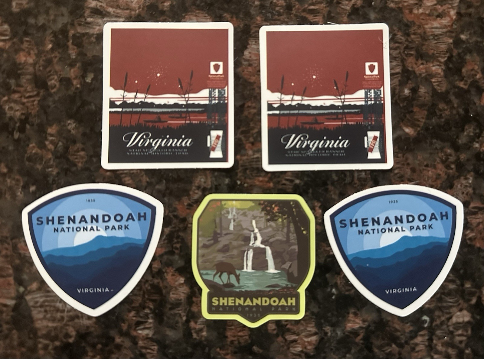 Virginia/Shenandoah National Park Stickers Set Of 5