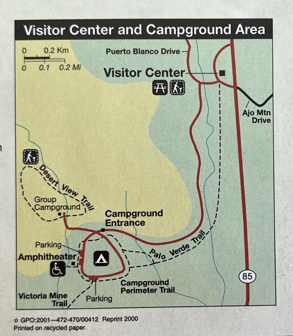 Vintage 2001 ORGAN PIPE CACTUS NM NATIONAL PARK SERVICE UNIGRID BROCHURE/MAP