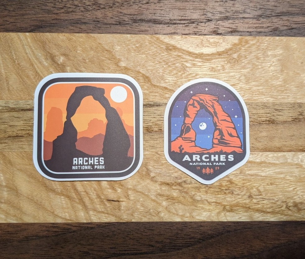 A Set of Two (2) Arches National Park Sticker Decal 3″