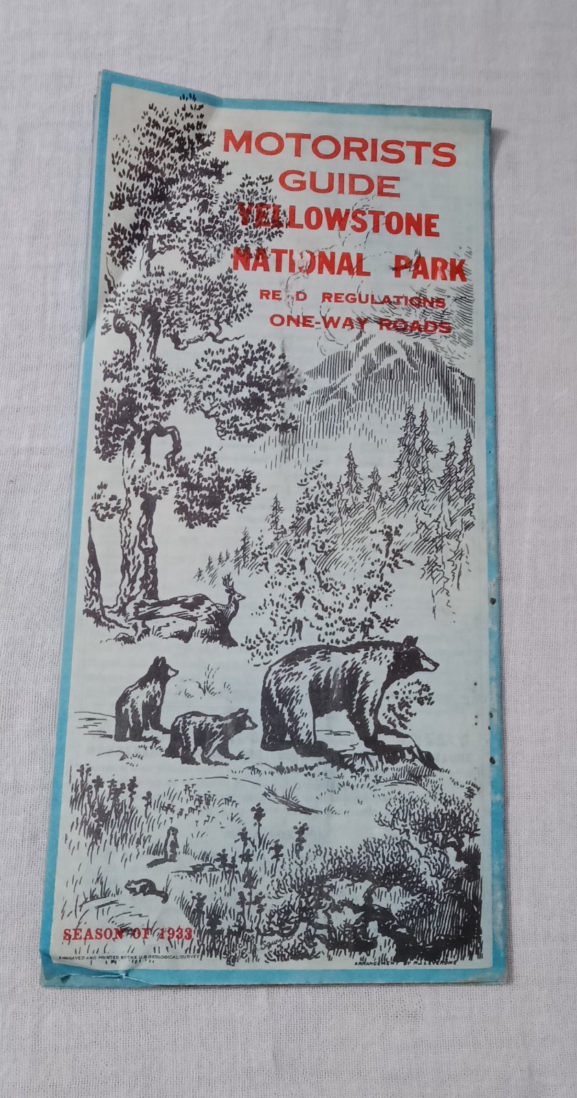 1933 MOTORISTS GUIDE YELLOWSTONE NATIONAL PARK