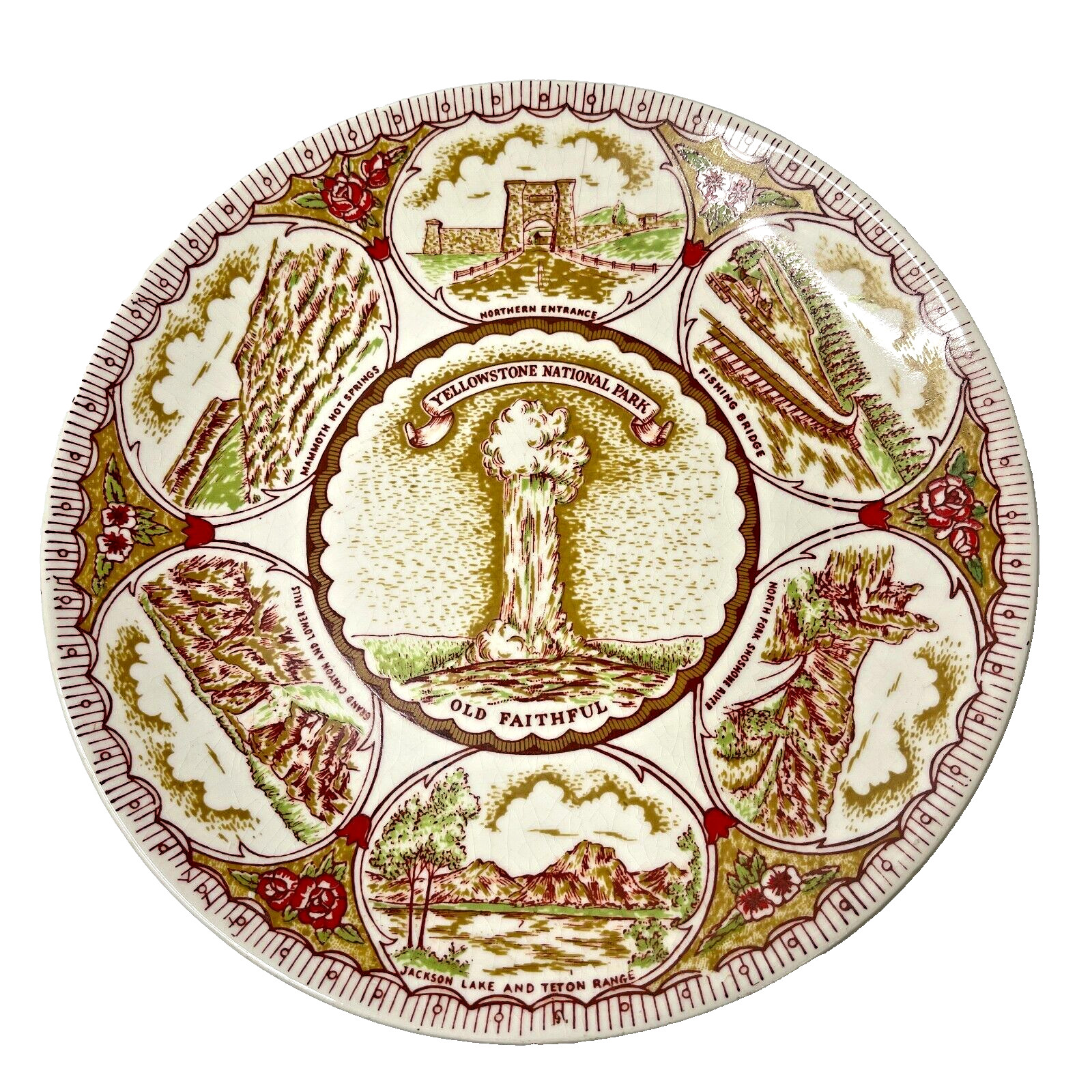 Vintage Yellowstone National Park Decorative Collectible Souvenir Plate 9 inch