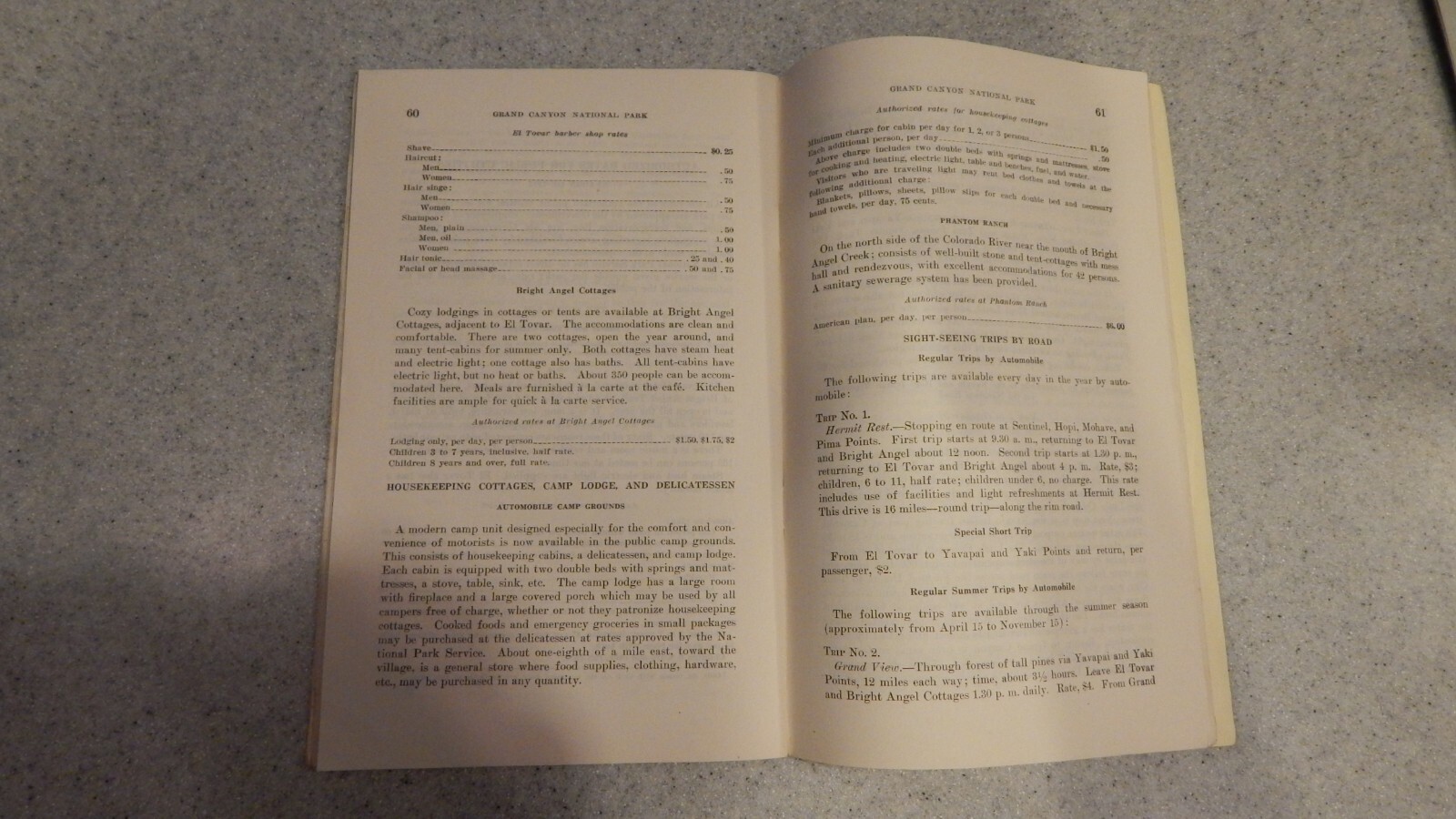 Grand Canyon National Park Service & Department of the Interior 1932 Booklet