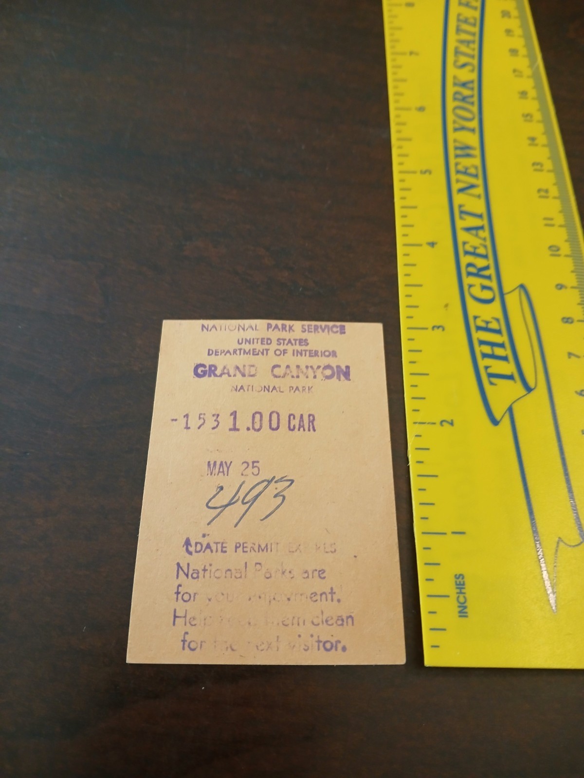 1959 Vintage Grand Canyon National Park Car ticket stub Rare