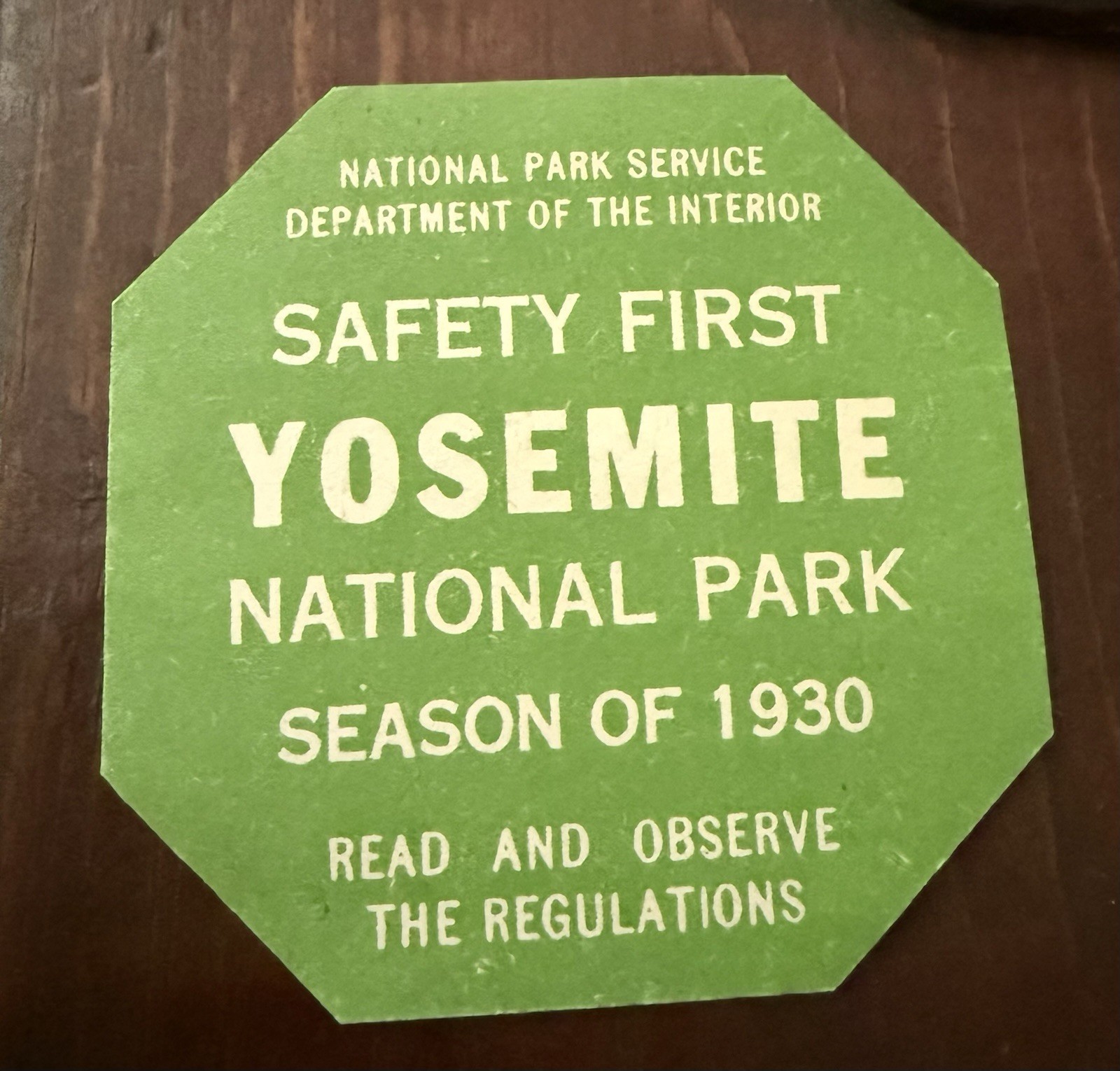 Vintage 1930 Yosemite National Park Pass Car Decal