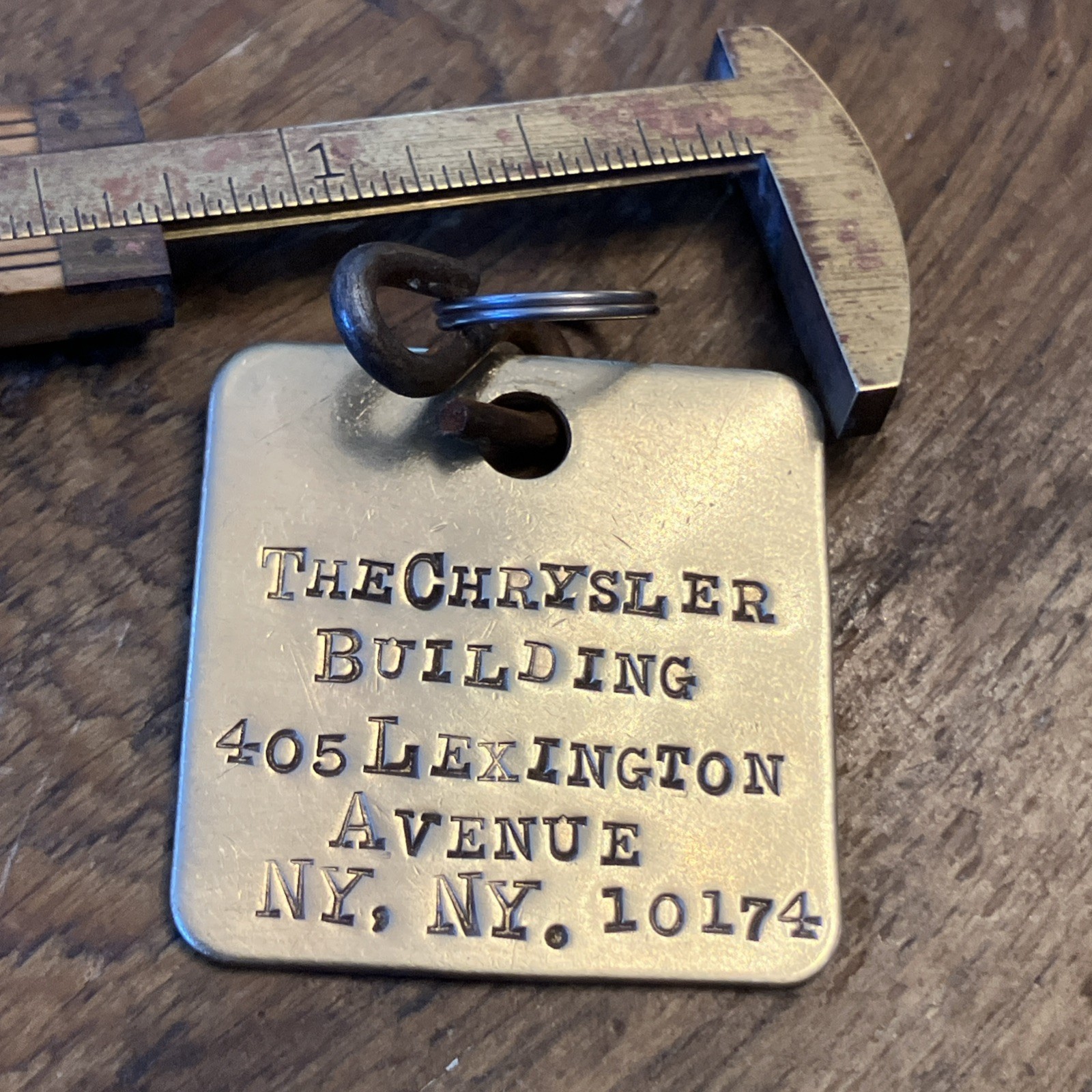 The Chrysler Building Solid BRASS CUSTOM KEY FOB Vintage Hotel Style Marker