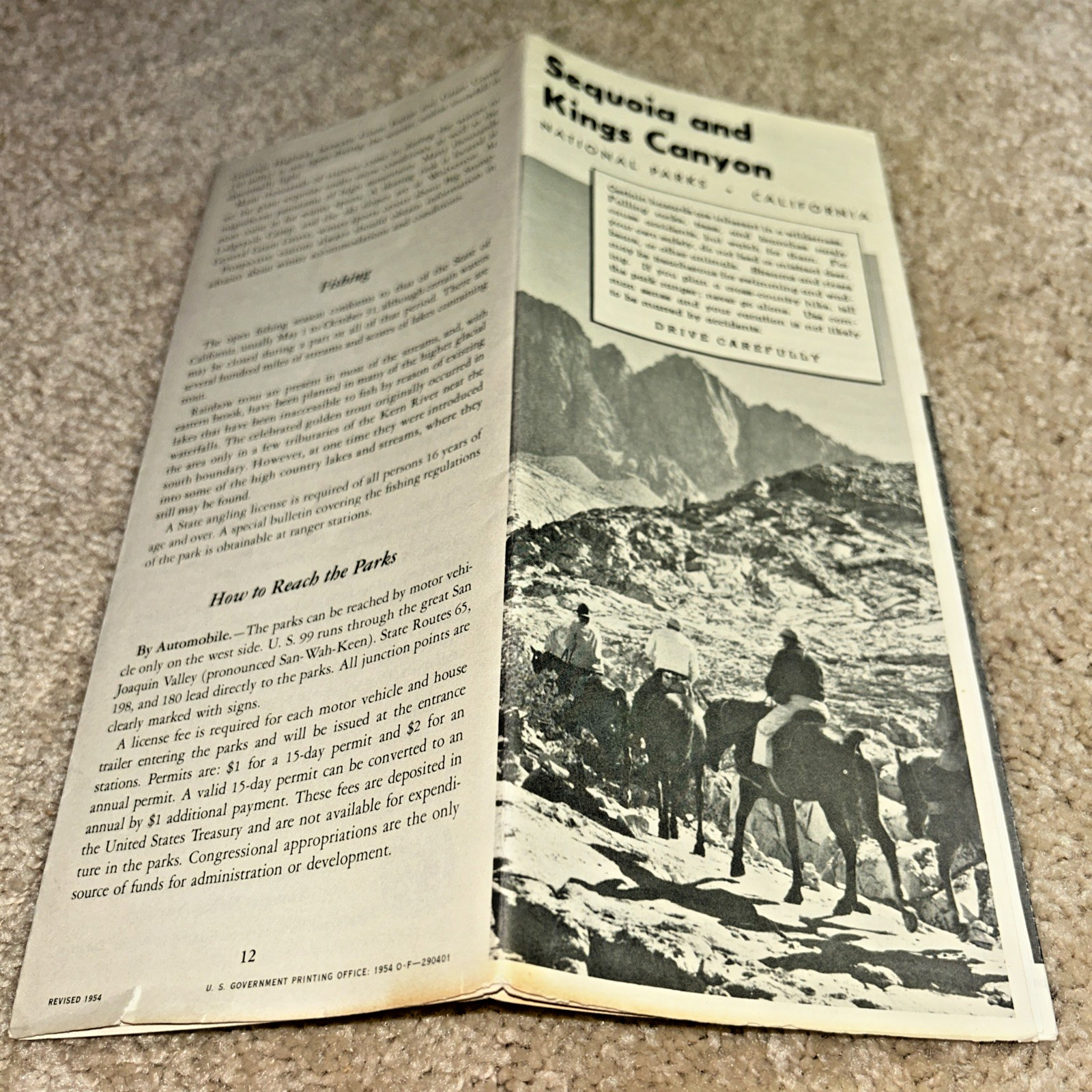 2 Vintage SEQUOIA NATIONAL PARK Brochures US Dept of Interior 1954 & 1957