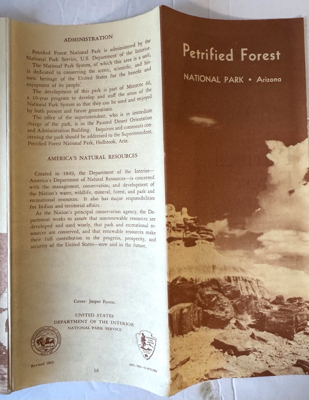 Vintage 1963 The Petrified Forrest National Park Arizona Travel Brochure