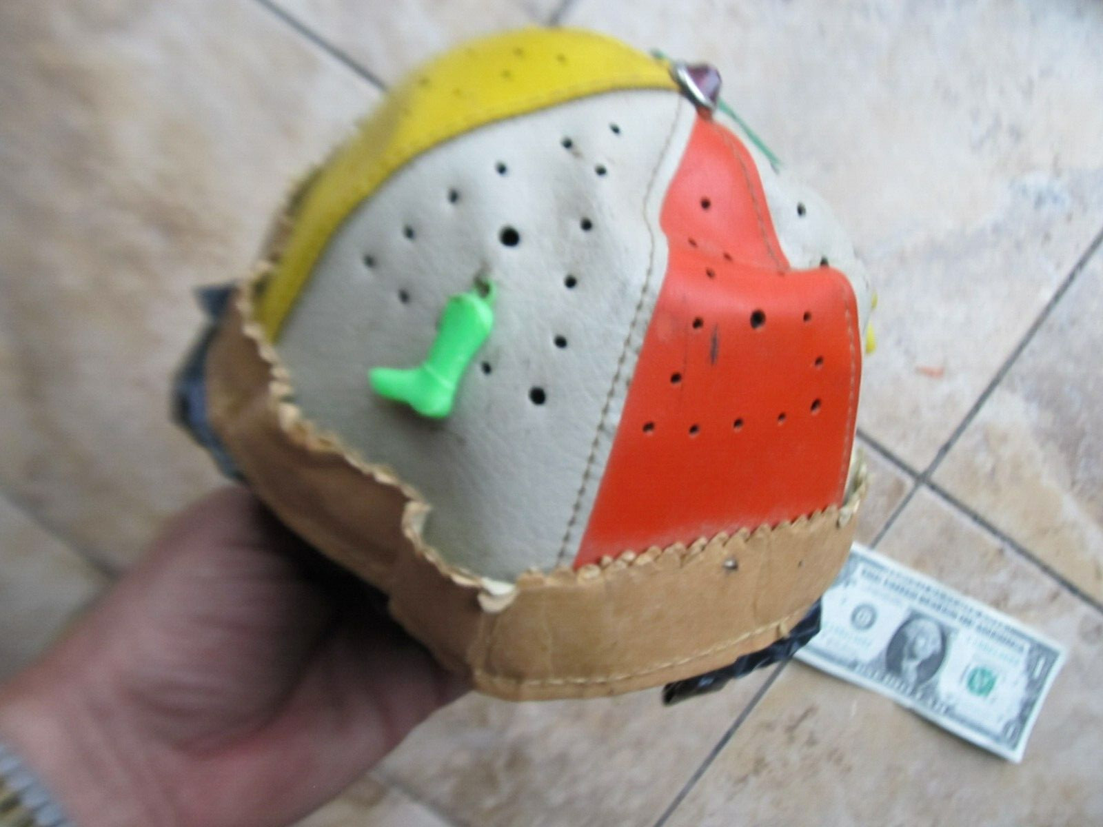 Rare Antique YELLOWSTONE PARK Child’s Leather Souvenir Beanie, c1930 – 40, Gift
