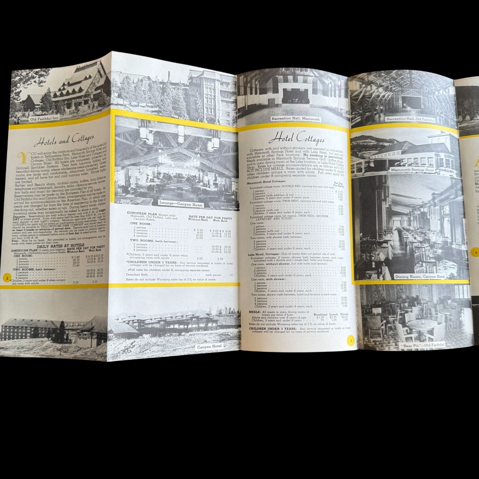 Yellowstone National Park 1957 Brochure Map Hotels Cottages Lodges Cabins Info