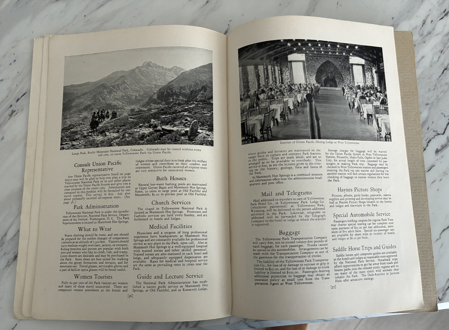 Vintage 1928 Union Pacific Yellowstone National Park Handbook Book With Map