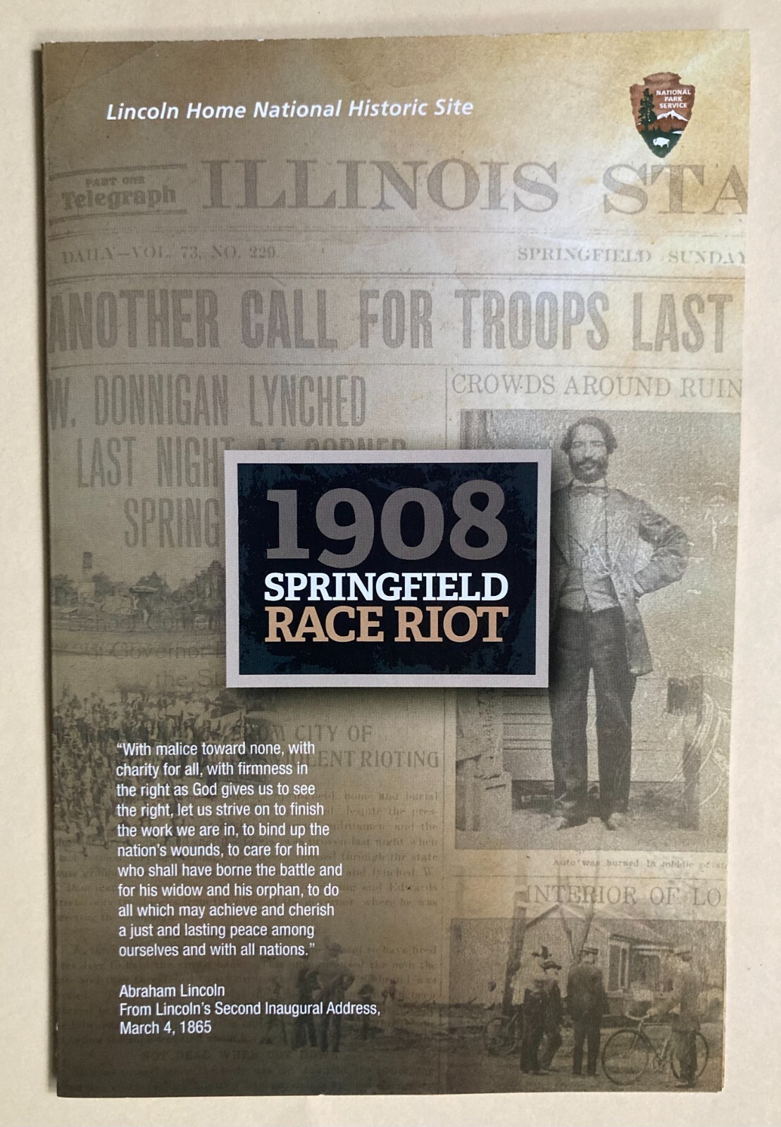 New SPRINGFIELD 1908 RACE RIOT NATIONAL PARK INFORMATIONAL HISTORICAL GUIDE MAP