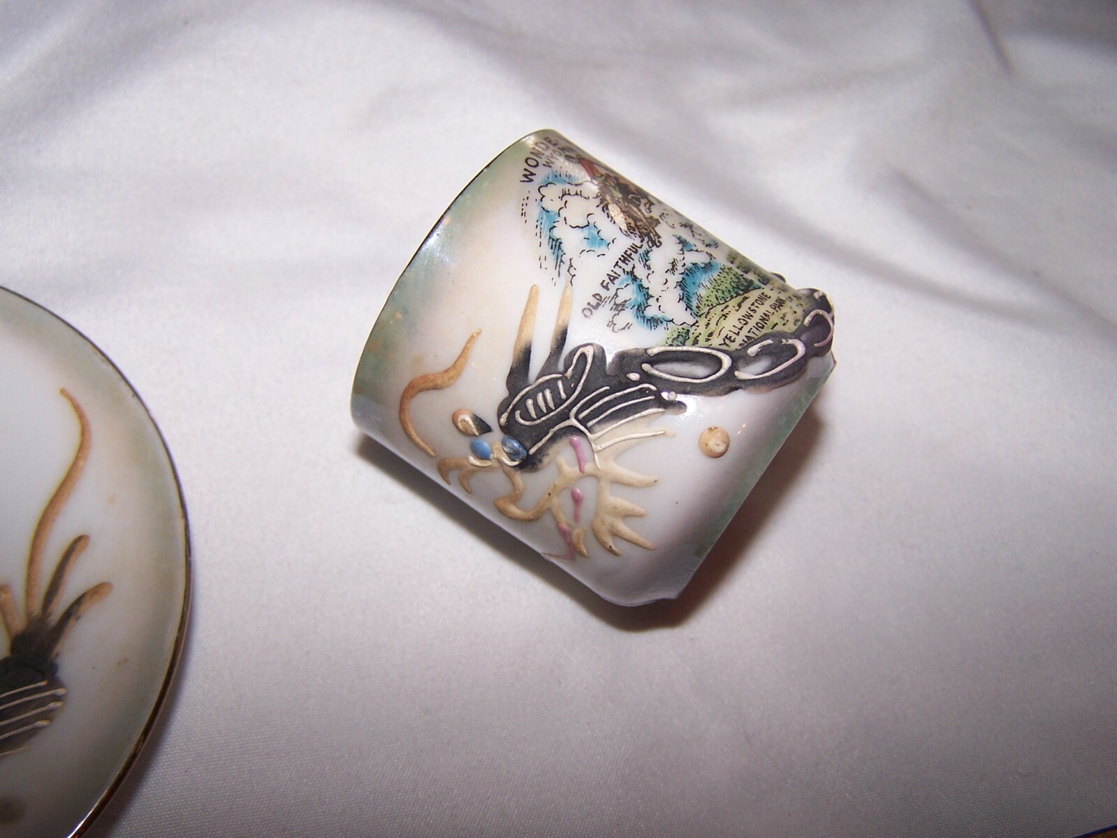 Vintage WYOMING YELLOWSTONE NATIONAL PARK Souvenir Small Cup & Saucer JAPAN