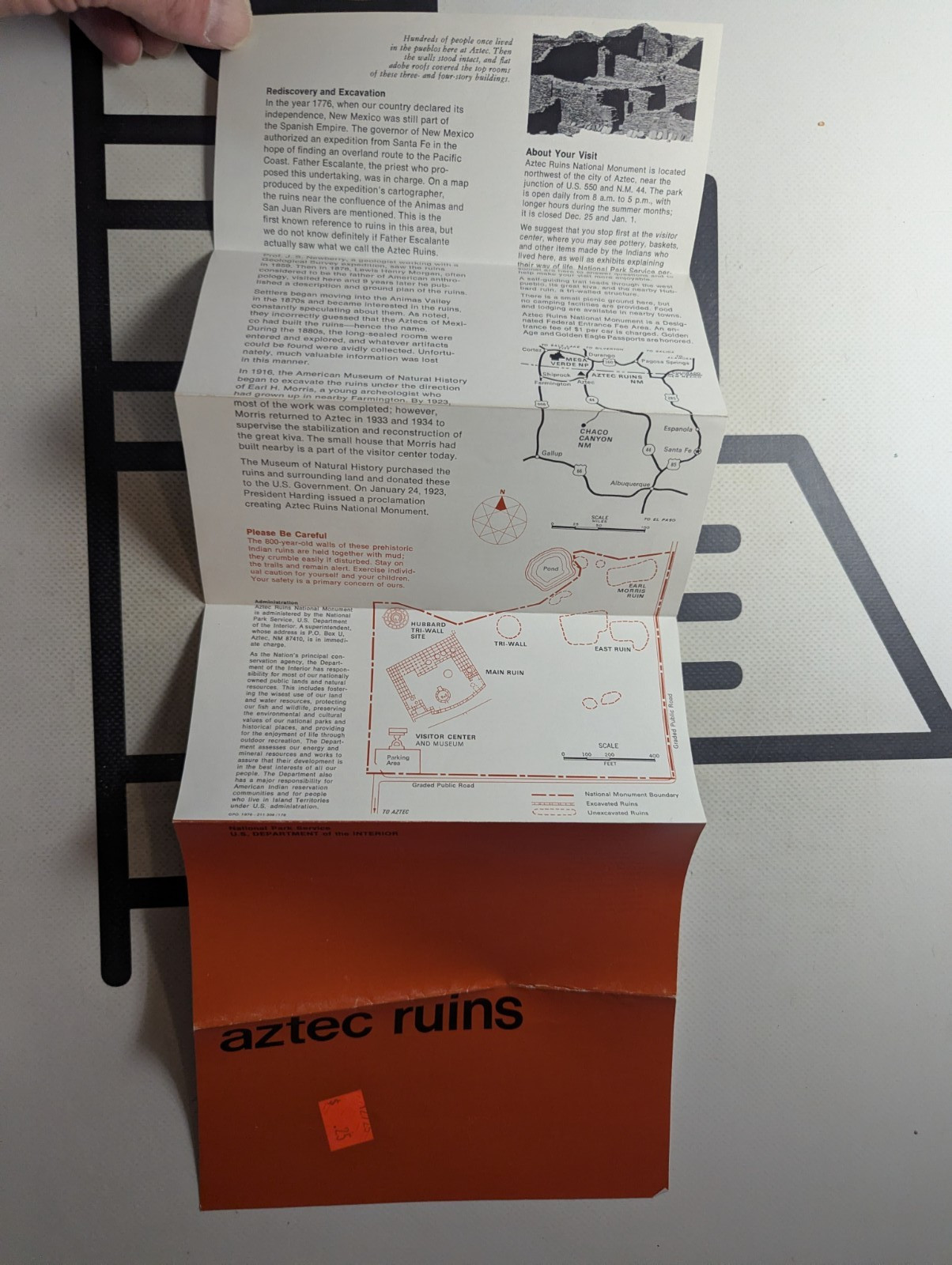 Aztec Ruins Map by National Park Service 1976 – U.S. Department of the Interior