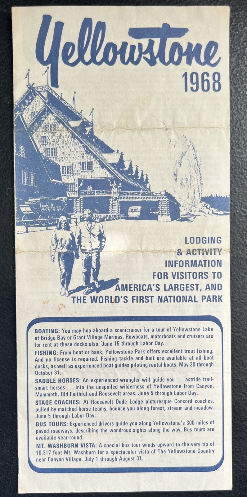 Yellowstone National Park Lodging 1968 Brochure Souvenir Ephemera History WY