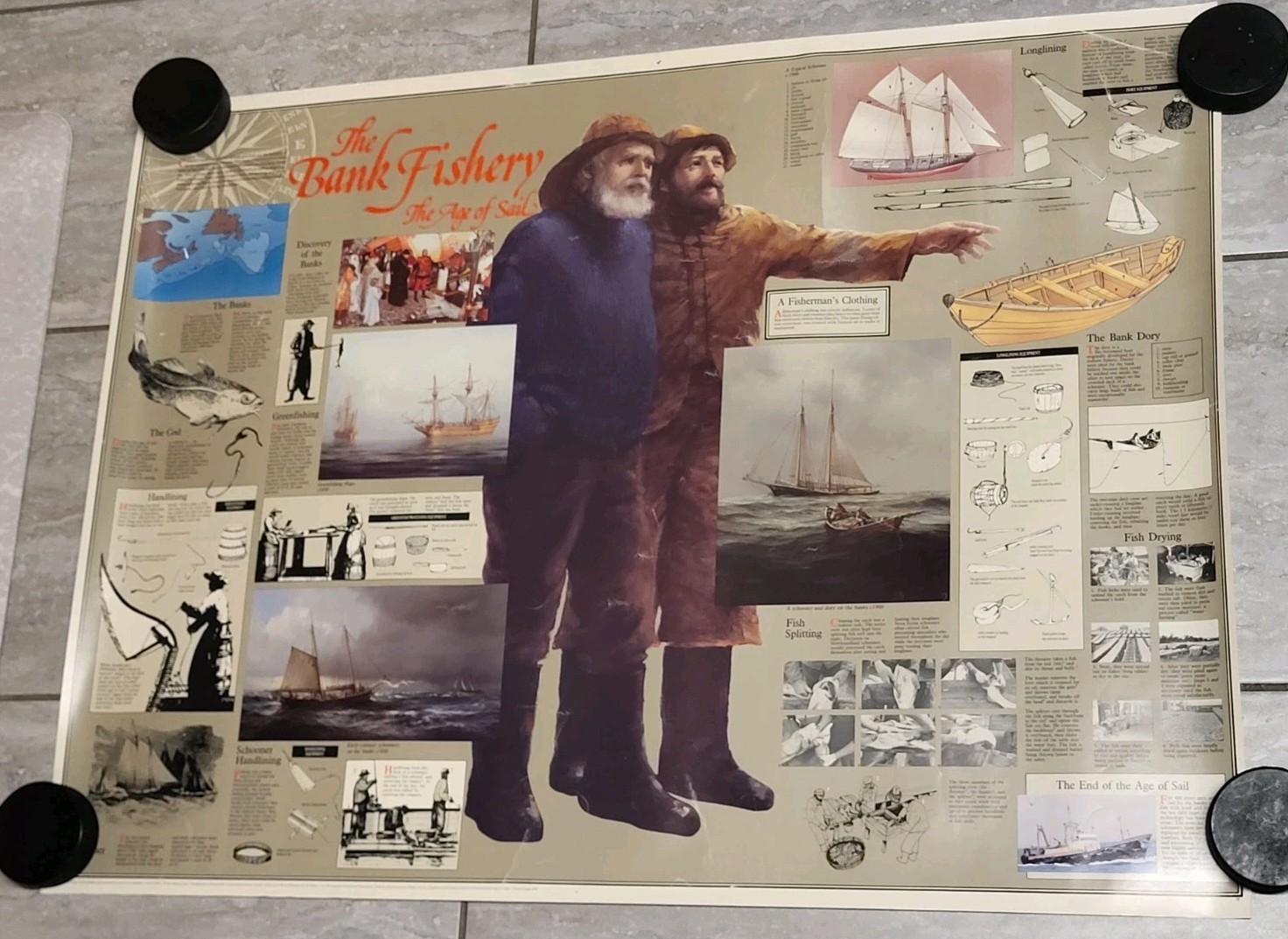 1985 Parks Canada Poster Grand Banks Fishing History Nova Scotia 34″ X 25.5″