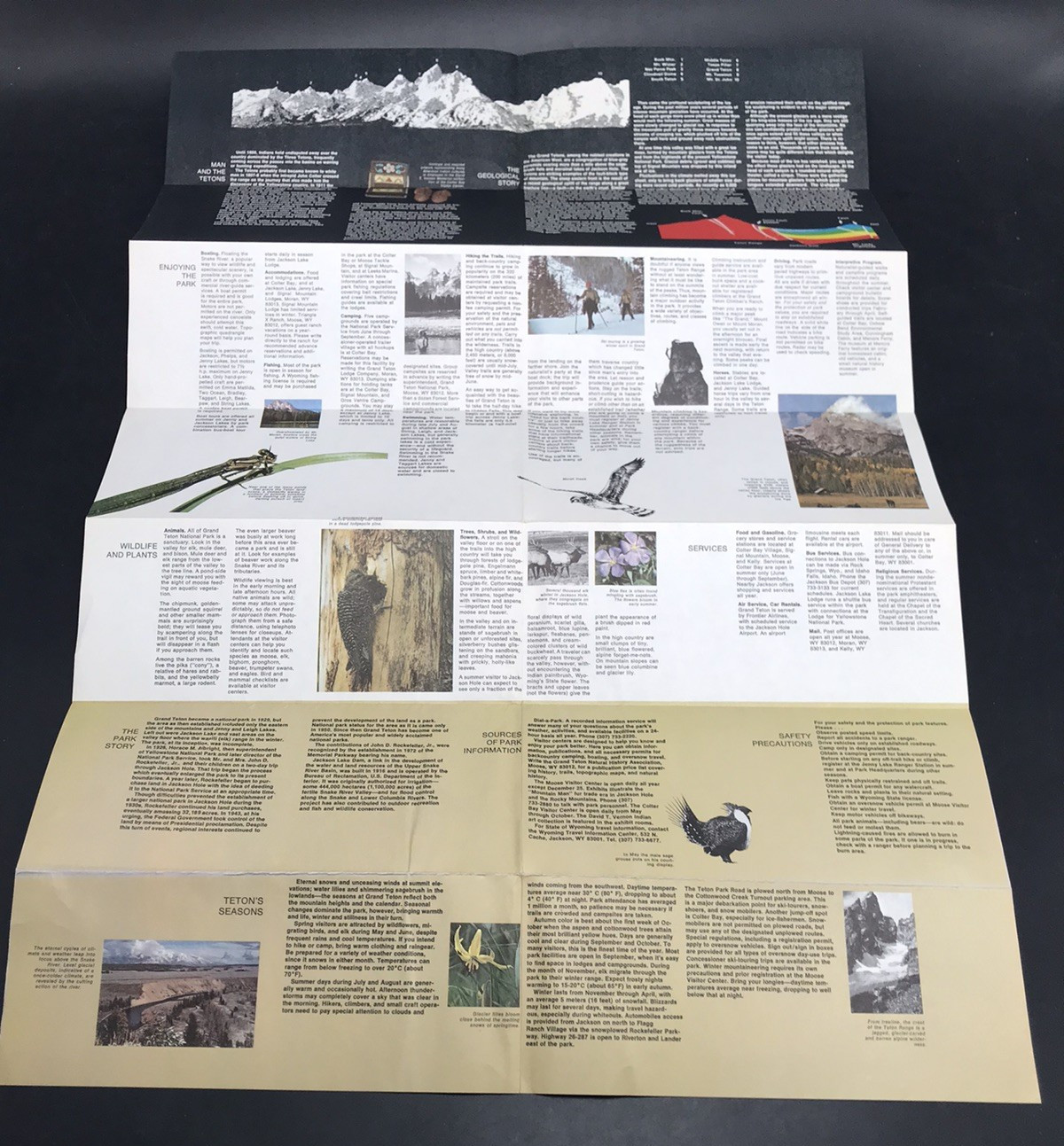 1977 GRAND TETON National Park Map & Brochure US Dept of Interior Vintage