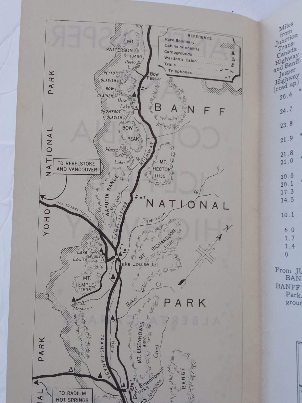 BANFF JASPER and COLUMBIA ICE FIELD HIGHWAY Map 1959 Brochure Alberta Canada