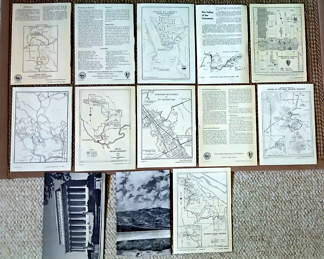 Lot of 13, Interior Dept. National Forest Service, Monuments, Parks Booklets